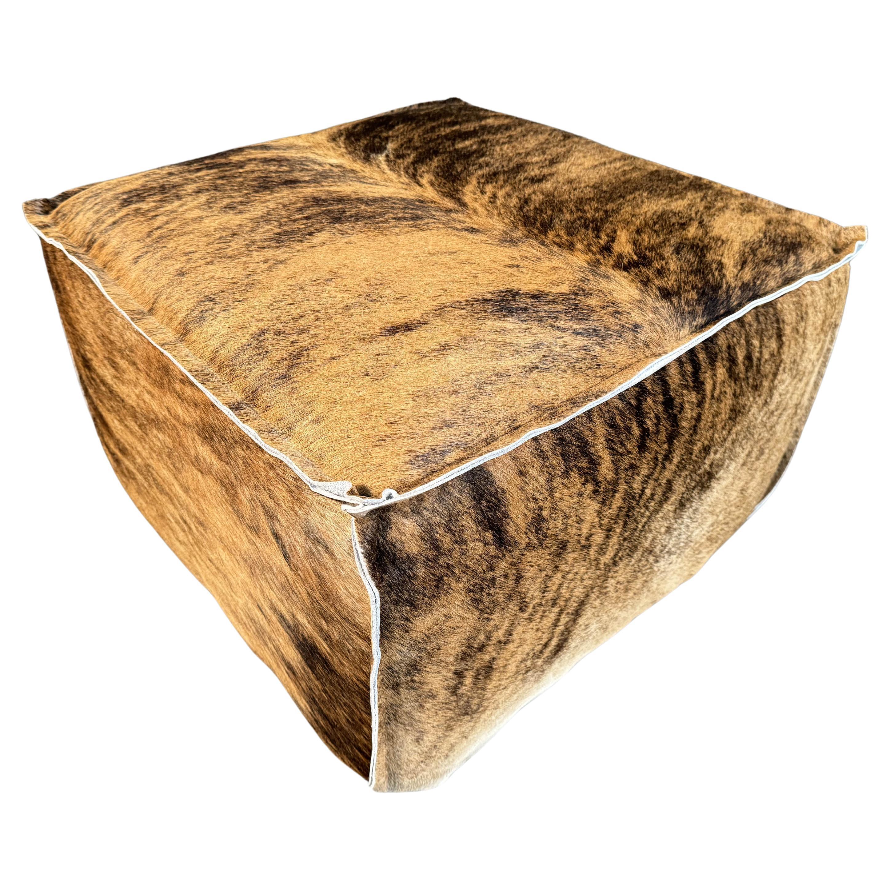 Cowhide Upholstered Ottoman