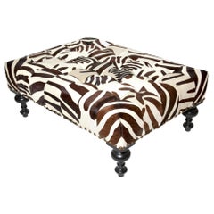 Cow Hide Ottoman Zebra Patchwork Pattern