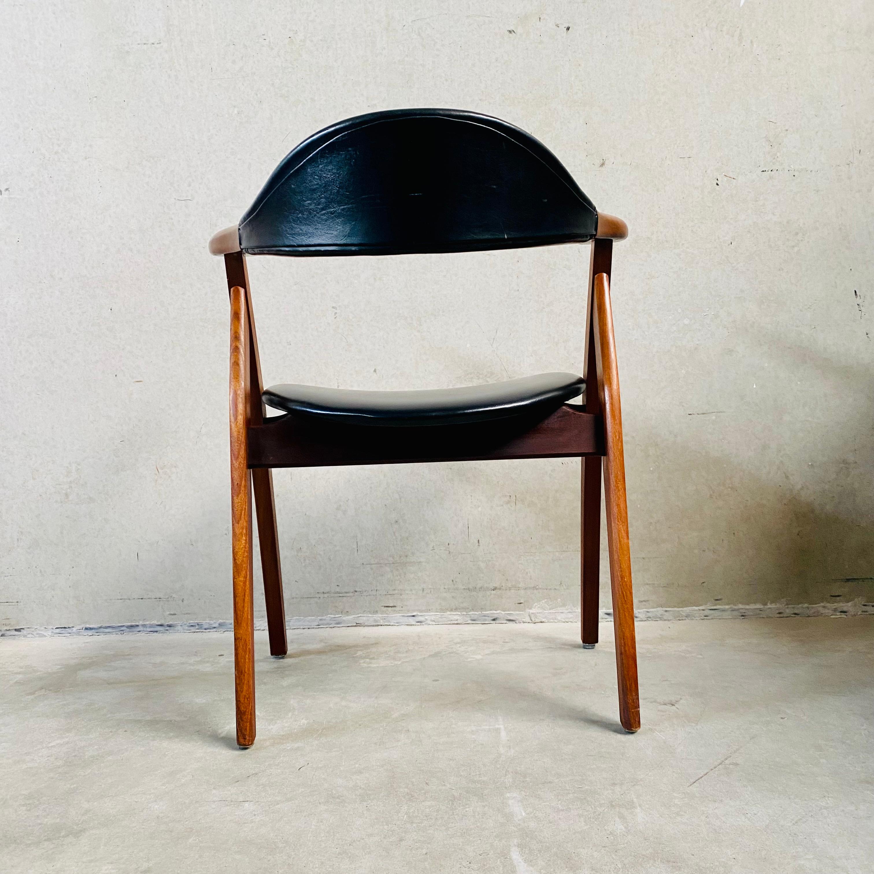 Faux Leather Cow Horn Chair by Tijsseling Meubelfabriek, Netherlands 1960 For Sale