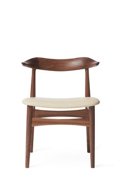 Cow Horn Chair Walnut Ivory Leather by Warm Nordic