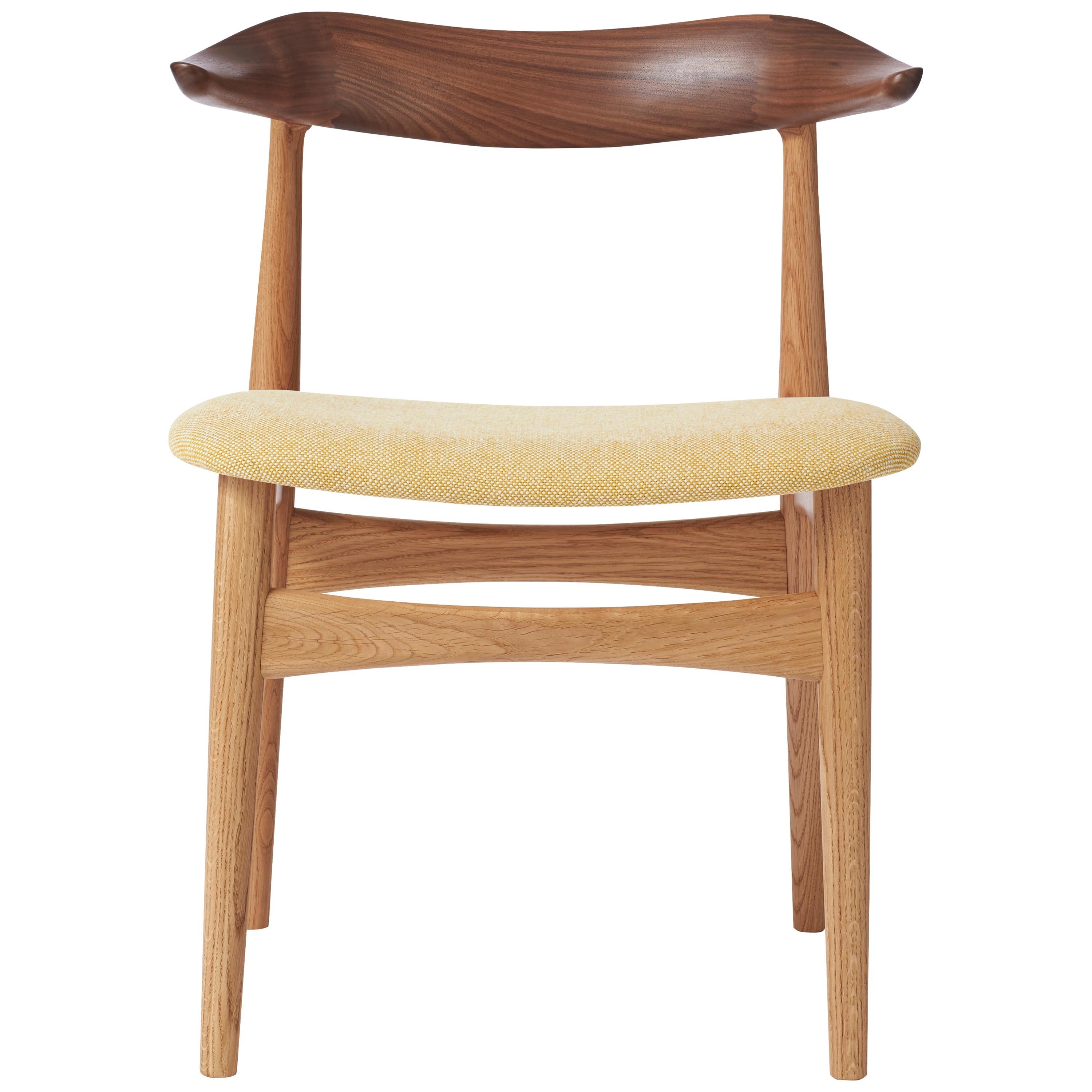 For Sale: Yellow (Halling 407) Cow Horn Mixed Wood Chair, by Knud Færch from Warm Nordic