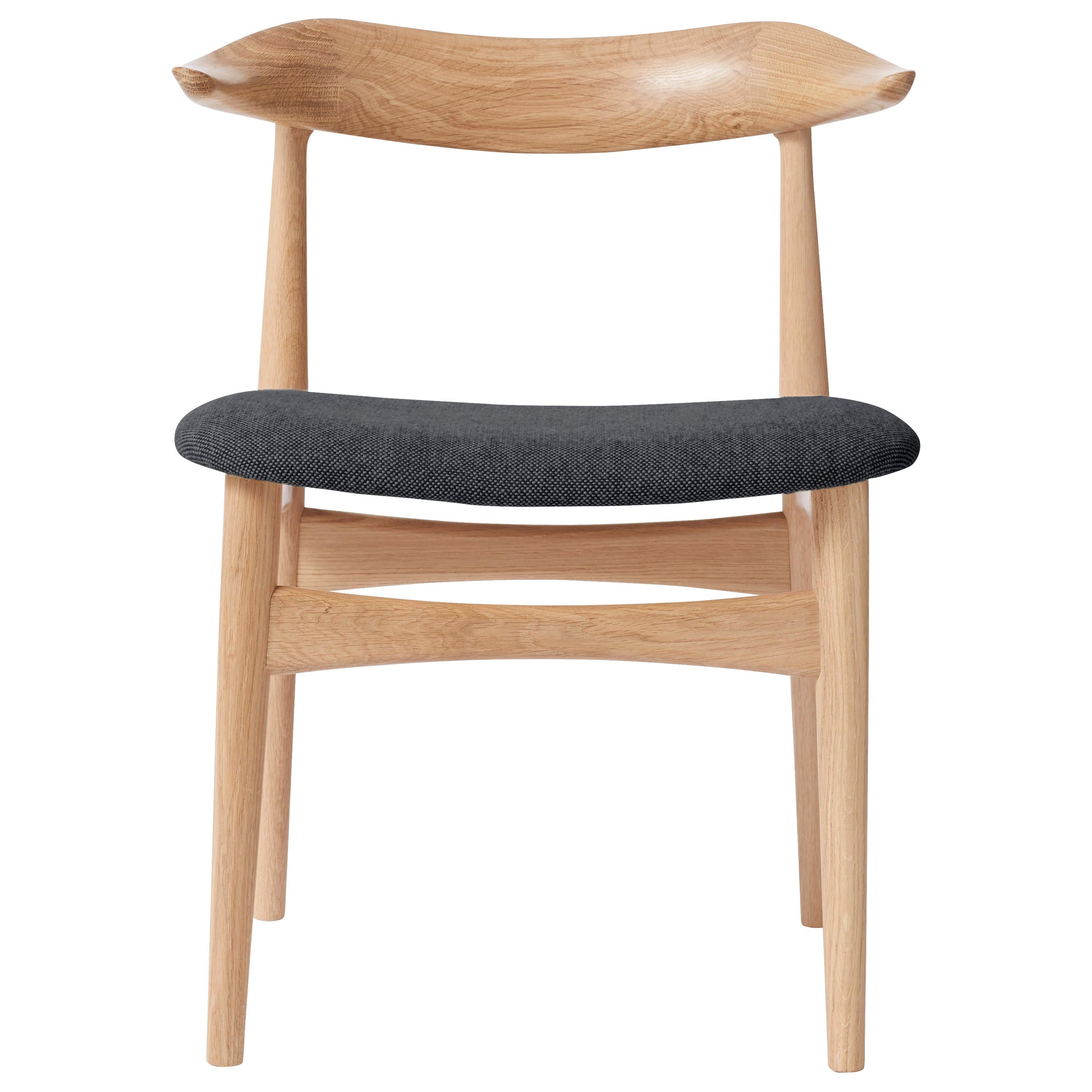 For Sale: Black (Hallingdal 180) Cow Horn Oak Chair, by Knud Færch from Warm Nordic