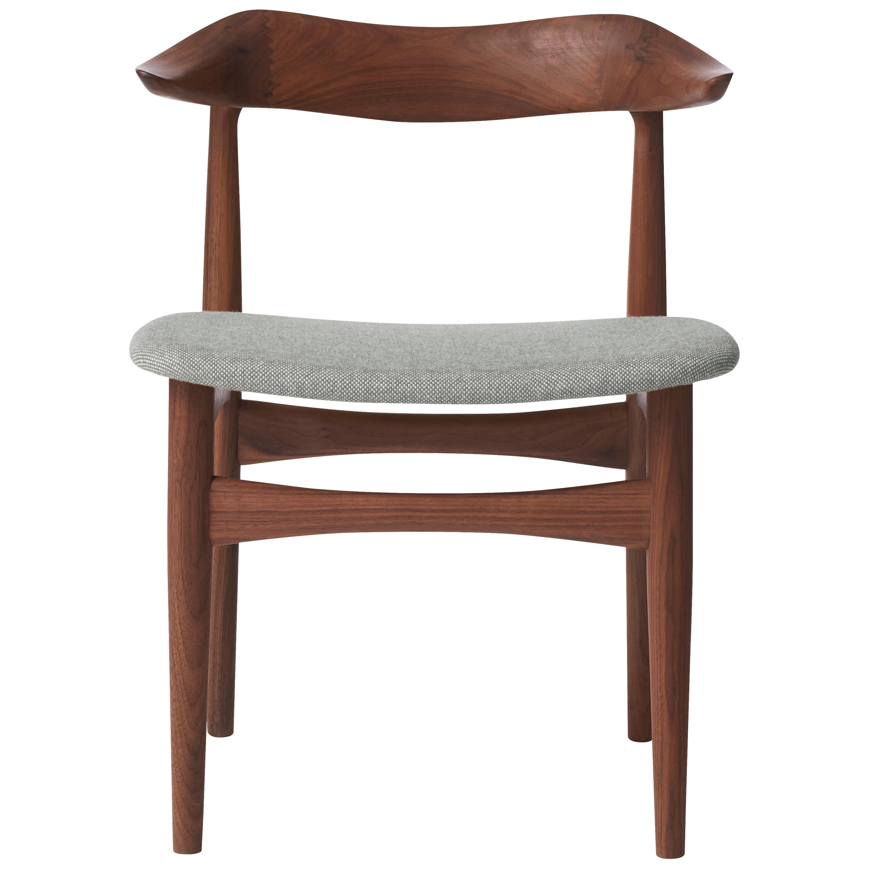 For Sale: Gray (Hallingdal 116) Cow Horn Walnut Chair, by Knud Færch from Warm Nordic