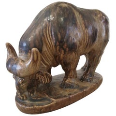 Mucca in ceramica di Knud Kyhn, 1950