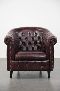 Chesterfield-Clubsessel aus Rindsleder im klassischen englischen Stil