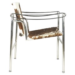 Vintage Cow Leather & Chrome Plated Metal 1960/70 LC1 Armchair by Le Corbusier