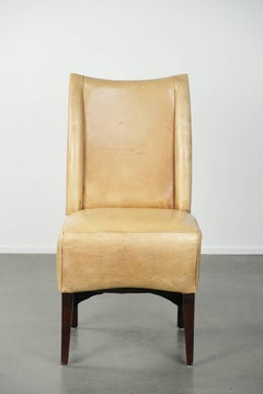 Cow leather dining/side/desk chair with comfortable seat and a high back