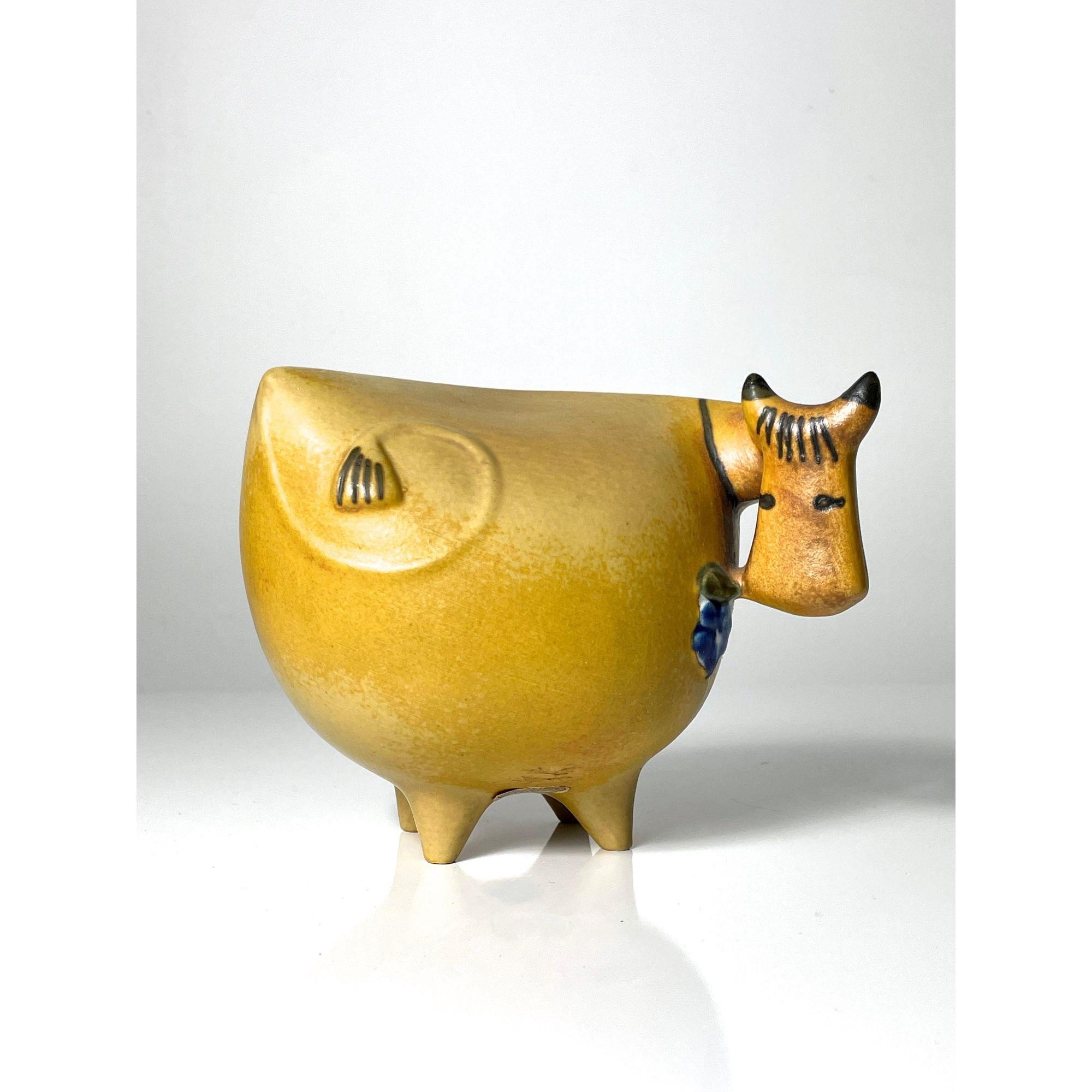 Lisa Larson Gustavsberg Cow Sculpture Figurine 

Ceramic cow sculpture from the Large Zoo series
Designed by Lisa Larson for Gustavsberg Sweden c. 1960s
Labeled to underside

Additional Information:
Materials: Ceramic
Dimensions: 4.5