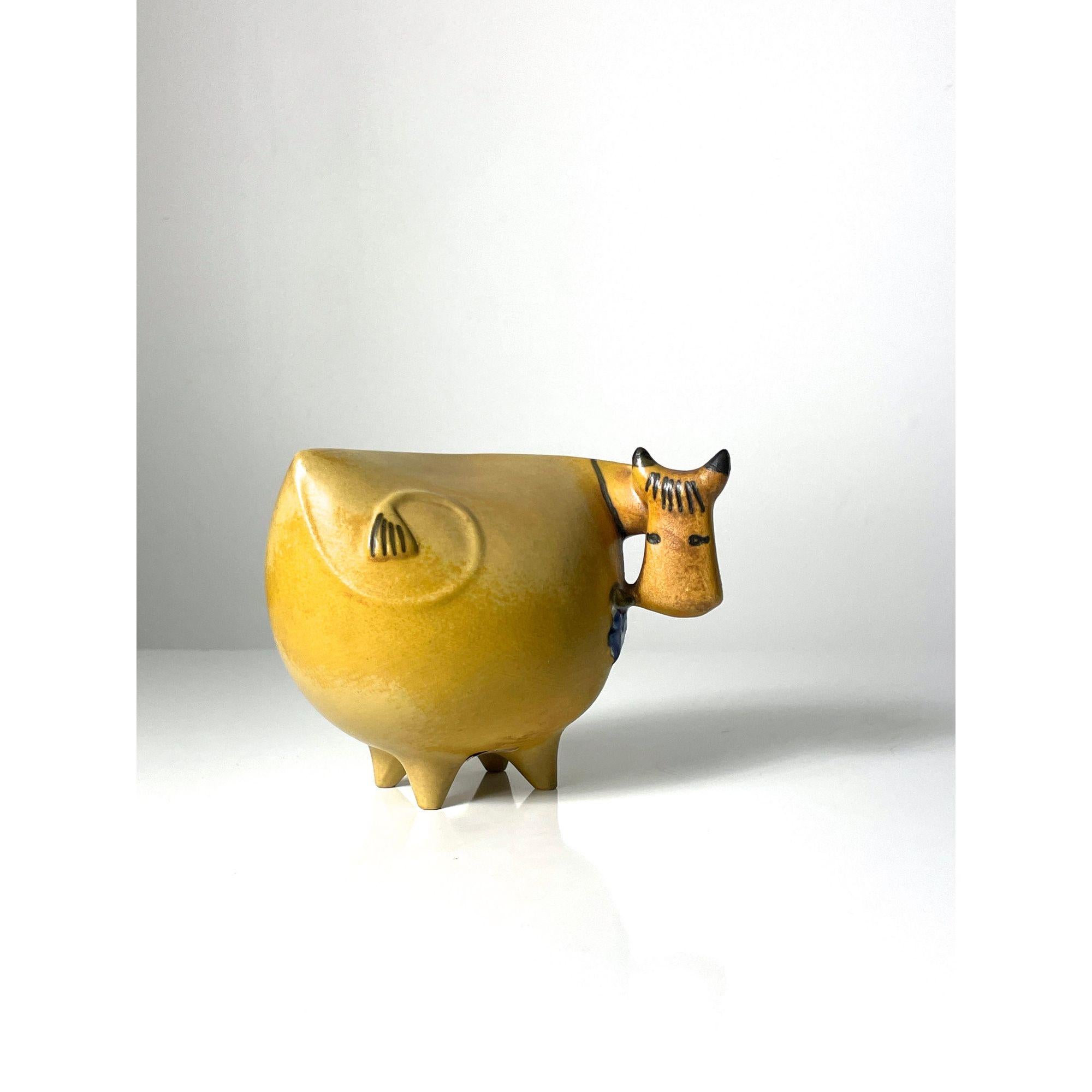Cow Sculpture Figurine in Ceramic by Lisa Larson for Gustavsberg 1960s In Good Condition In Troy, MI