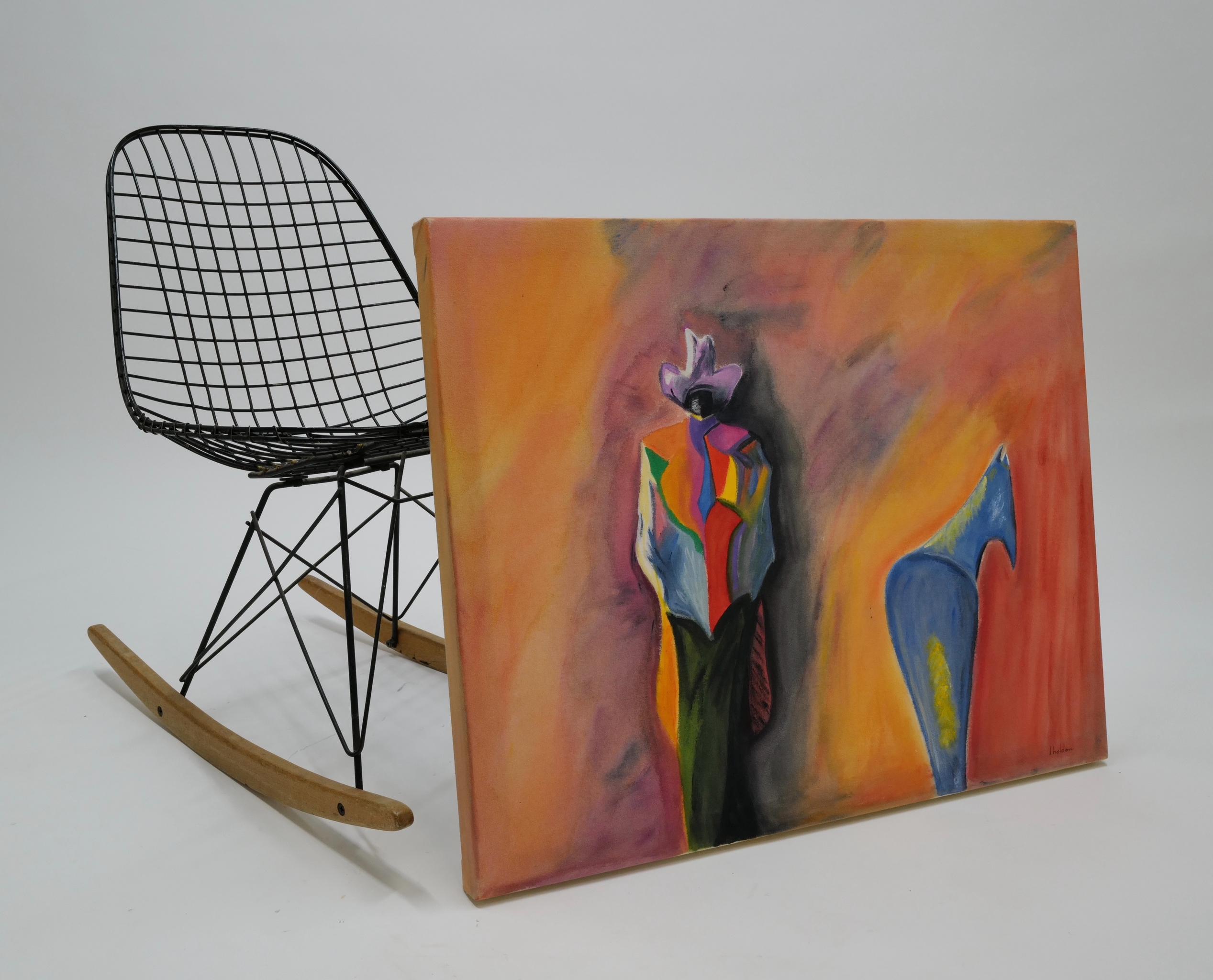 Cowboy and Horse Paint on Canvas by J. Holden For Sale 6