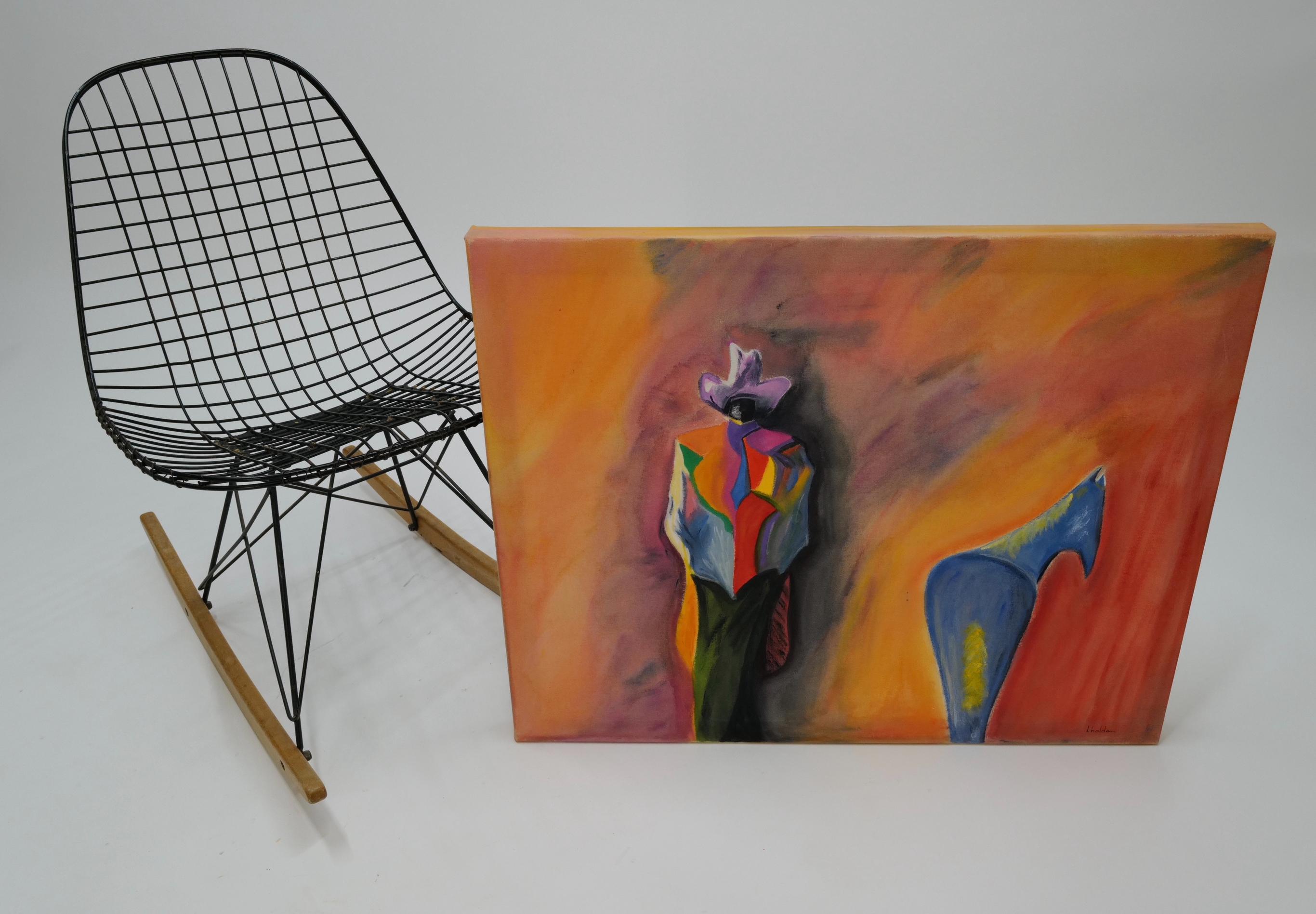 Cowboy and Horse Paint on Canvas by J. Holden For Sale 7