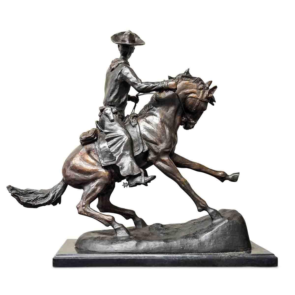 20th Century Cowboy, Cast Bronze Sculpture on Marble Base, after Frederic Remington For Sale