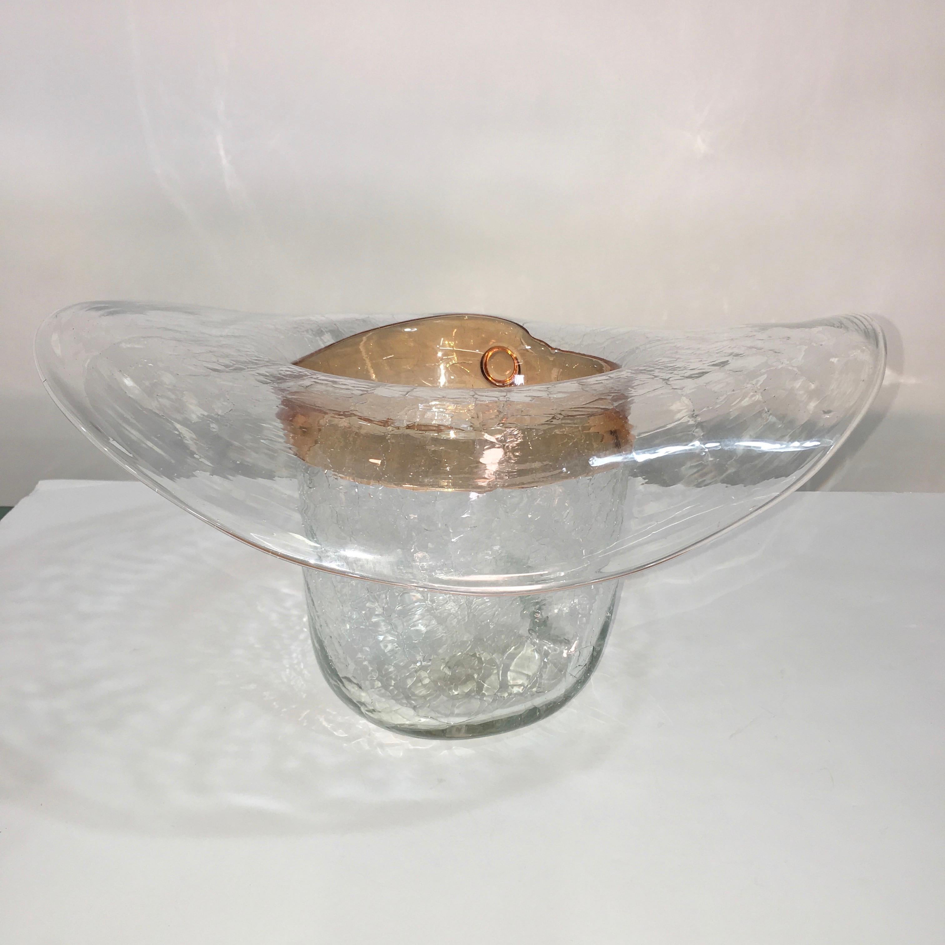 Mid-Century Modern Cowboy Hat Ice Bucket by Don Shepherd for Blenko Glass