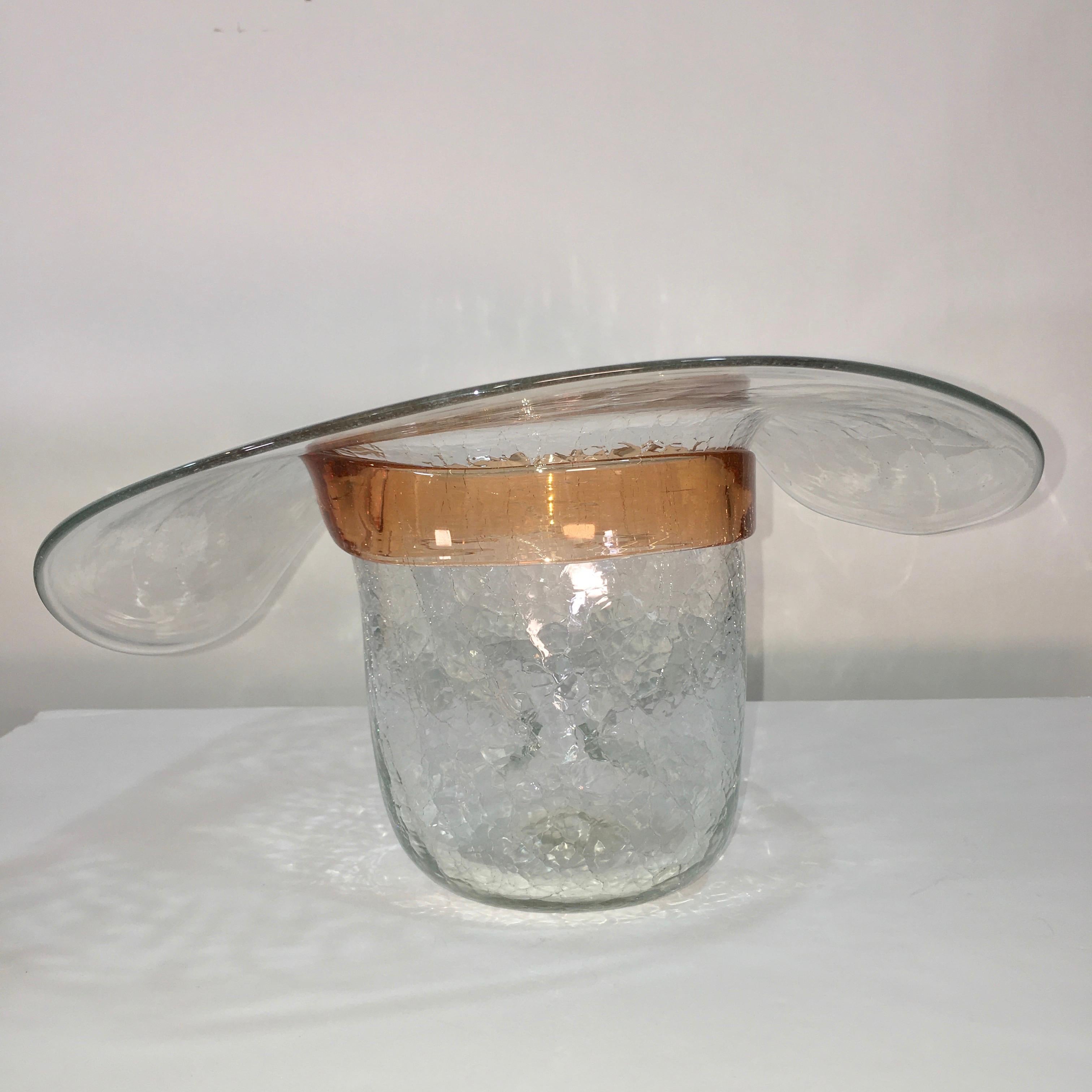 American Cowboy Hat Ice Bucket by Don Shepherd for Blenko Glass
