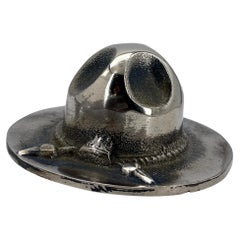 Cowboy Hat Nickel Plate Paperweight Rough Rider 1st US Volunteer Calvary Western