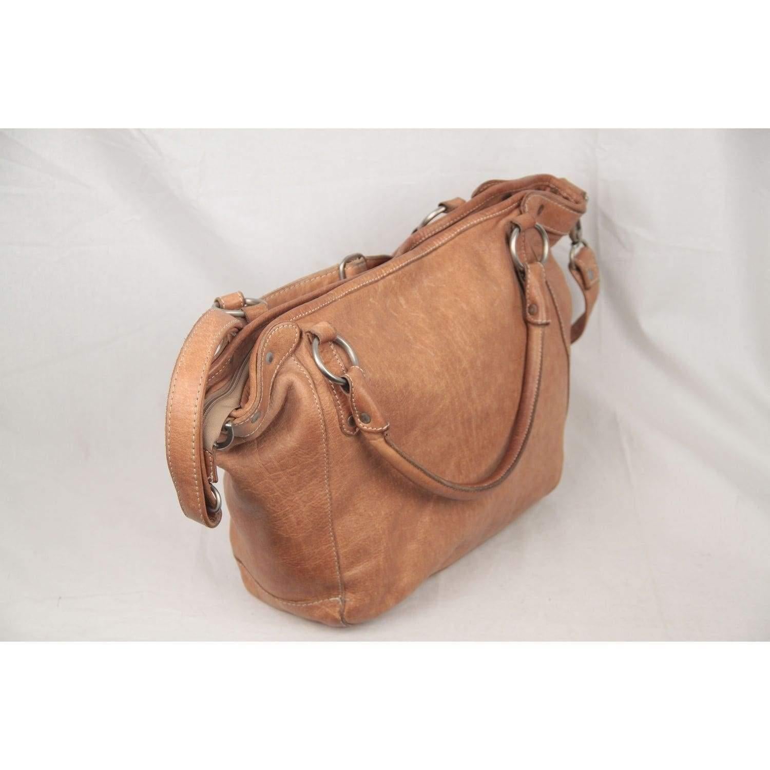 COWBOYSBAG Tan Leather Tote Urban Shoulder Bag with Strap In Excellent Condition In Rome, Rome