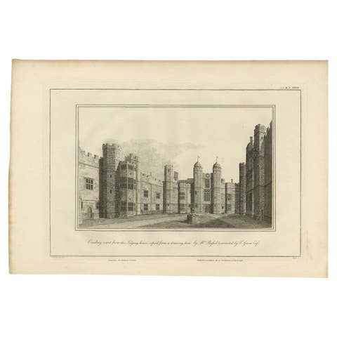Cowdray Court from the Lodging House – Antique Engraving of Sussex Estate, 1796
