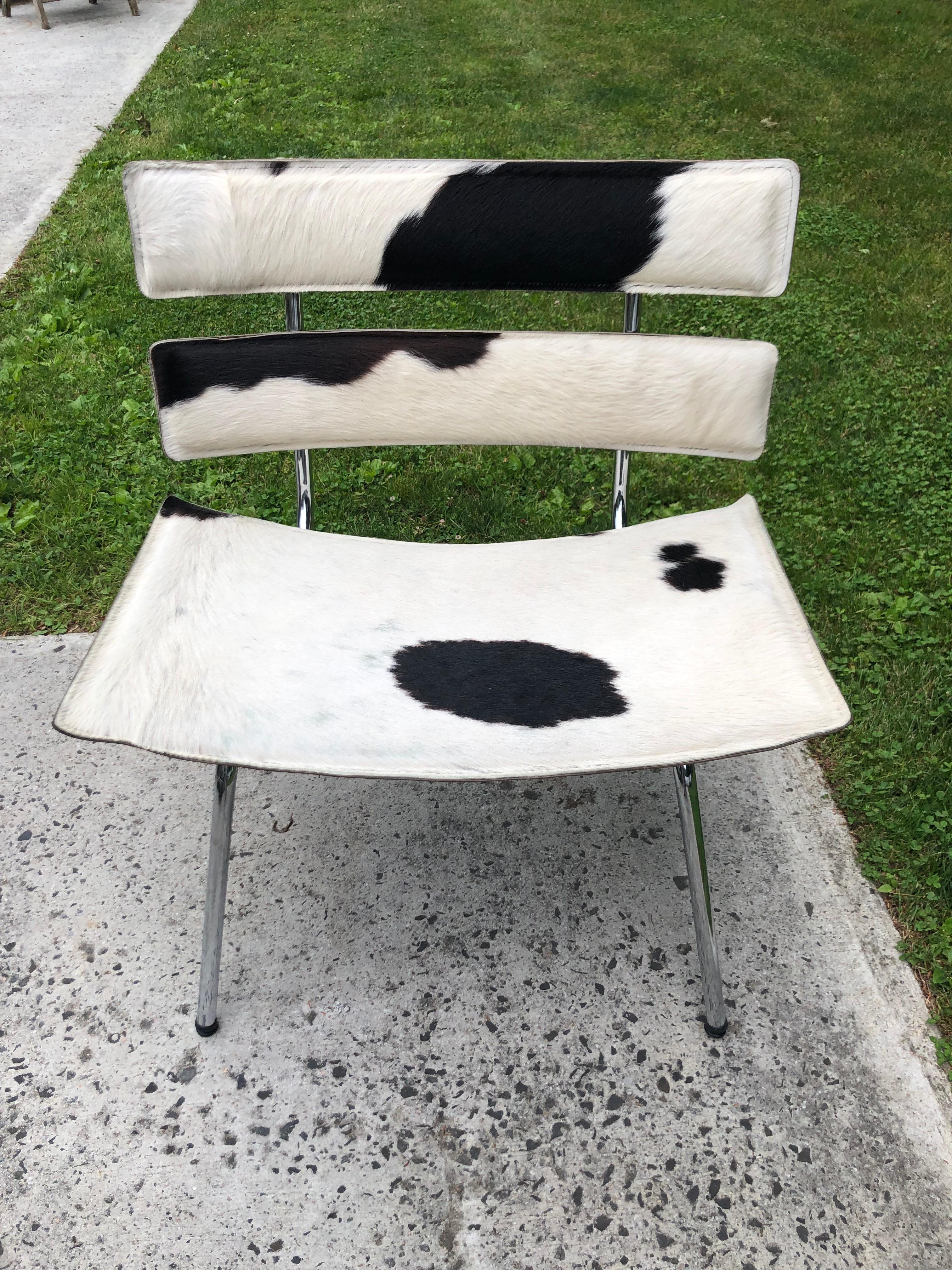 Cowhide and Chrome Eames Style Chair 5