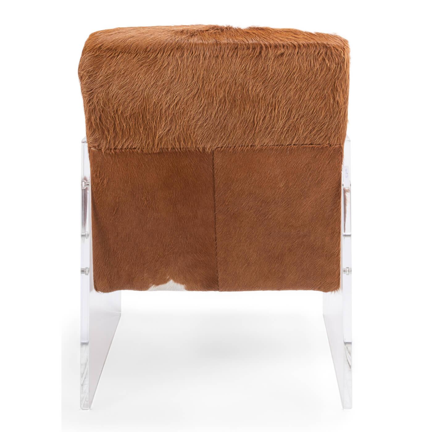 Asian Cowhide and Lucite Armchair For Sale