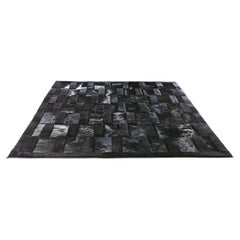 Schwarzer Teppich aus Rindsleder und Shearling, Bal