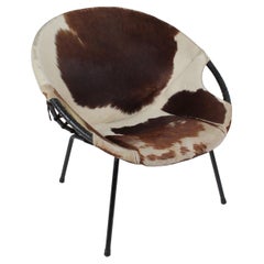 Sedia a palloncino in pelle di mucca di Hans Olsen, anni '50