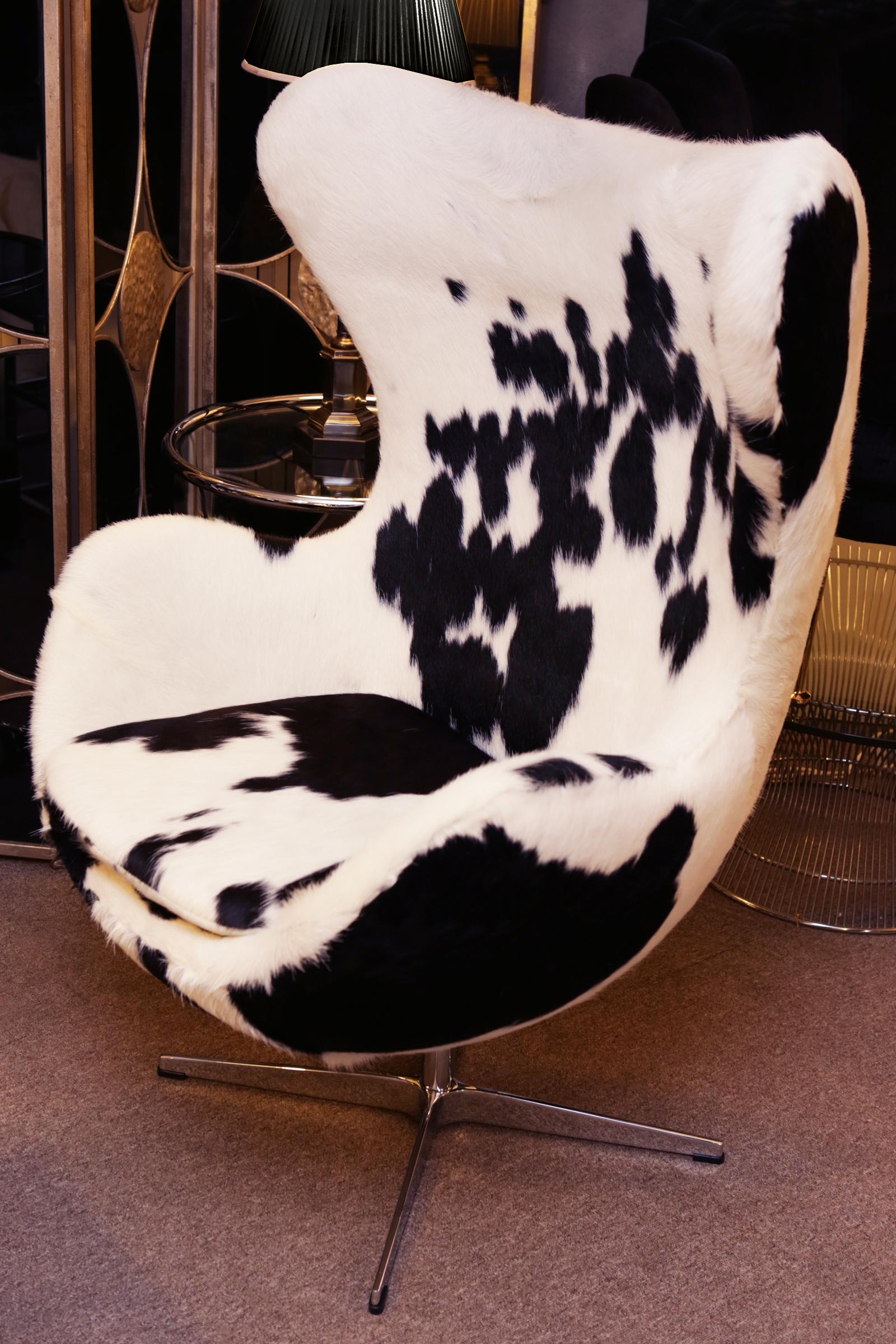 black and white egg chair