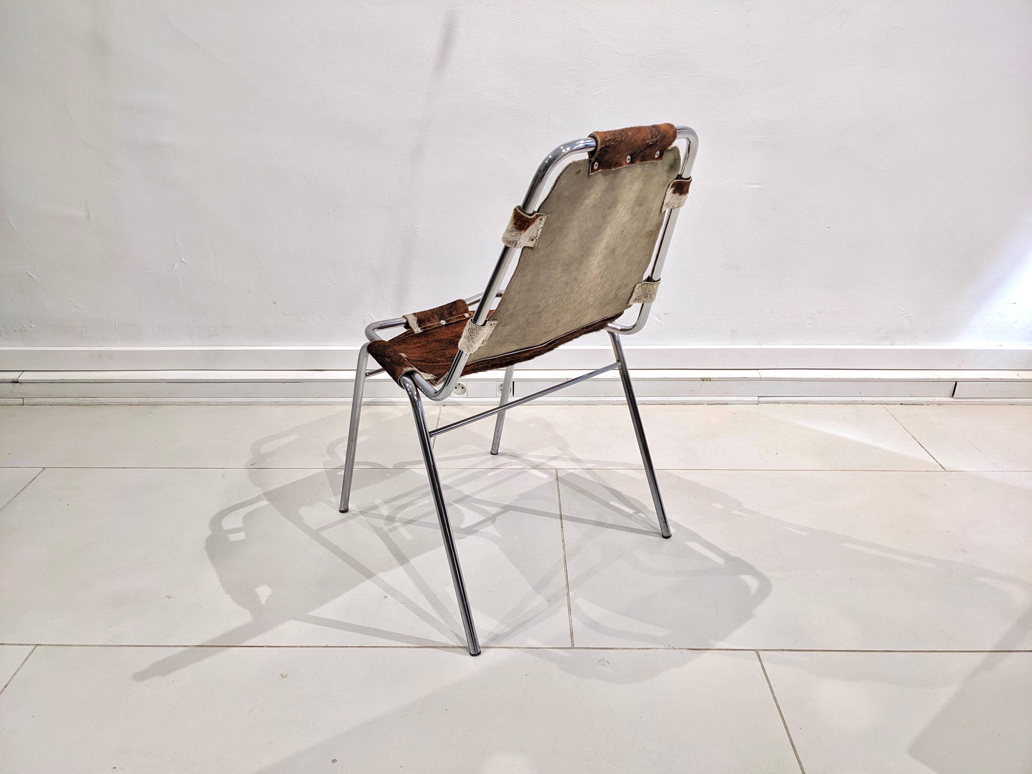 Mid-Century Modern Cowhide Chair by Charlotte Perriand for Les Arcs