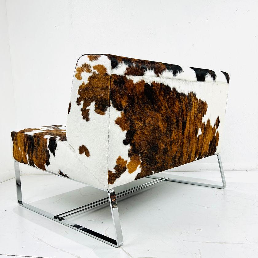 Cowhide & Chrome Lounge Chair For Sale 3