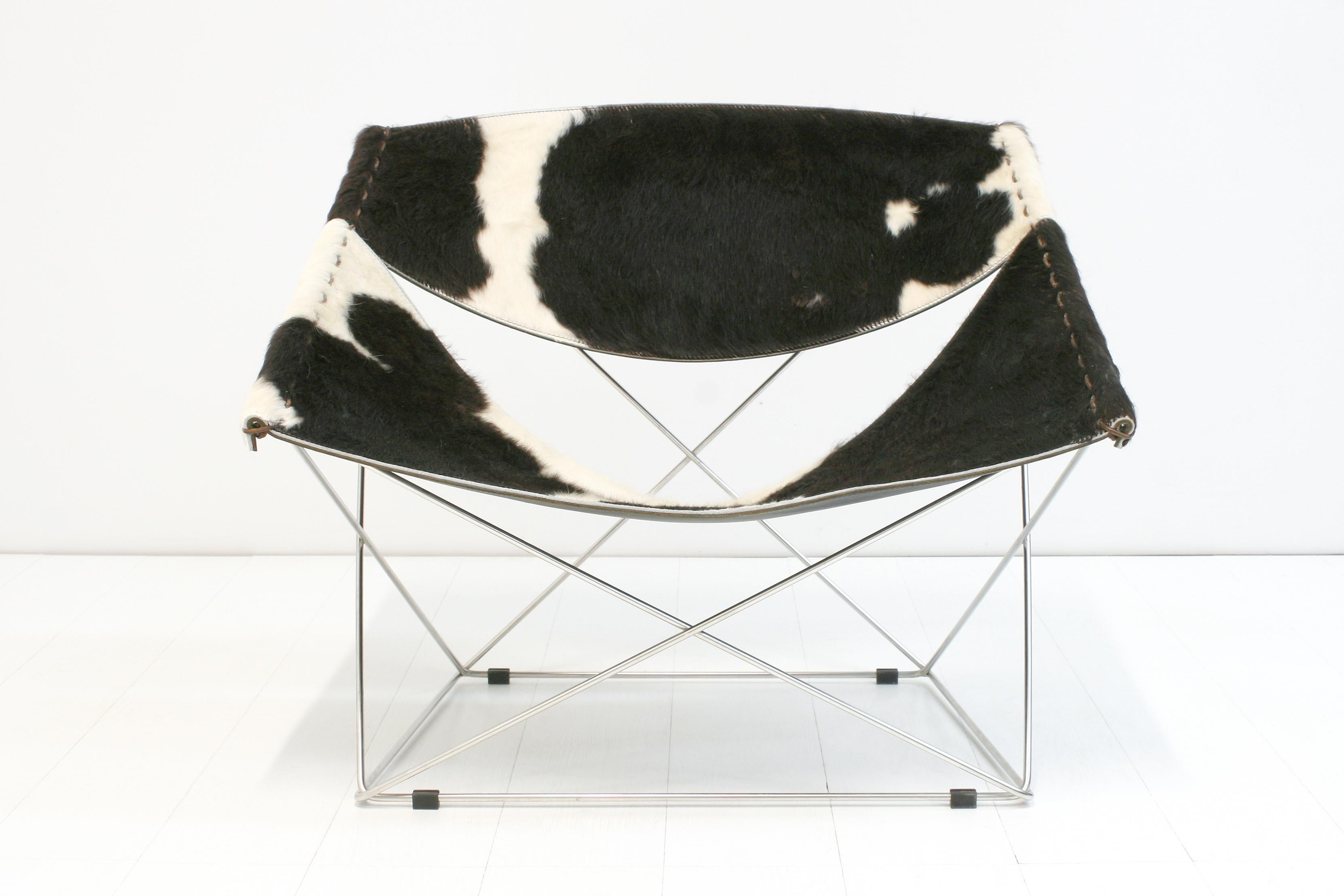 Mid-Century Modern Cowhide F675 Butterfly Chair by Pierre Paulin for Artifort For Sale
