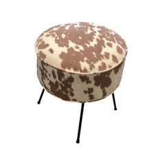 Cowhide Hairpin Mid Century Round Stool