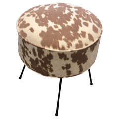 Cowhide Hairpin Mid Century Round Stool