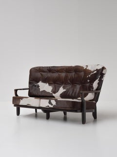 Cowhide Juliette Sofa by Guillerme et Chambron, 1960s