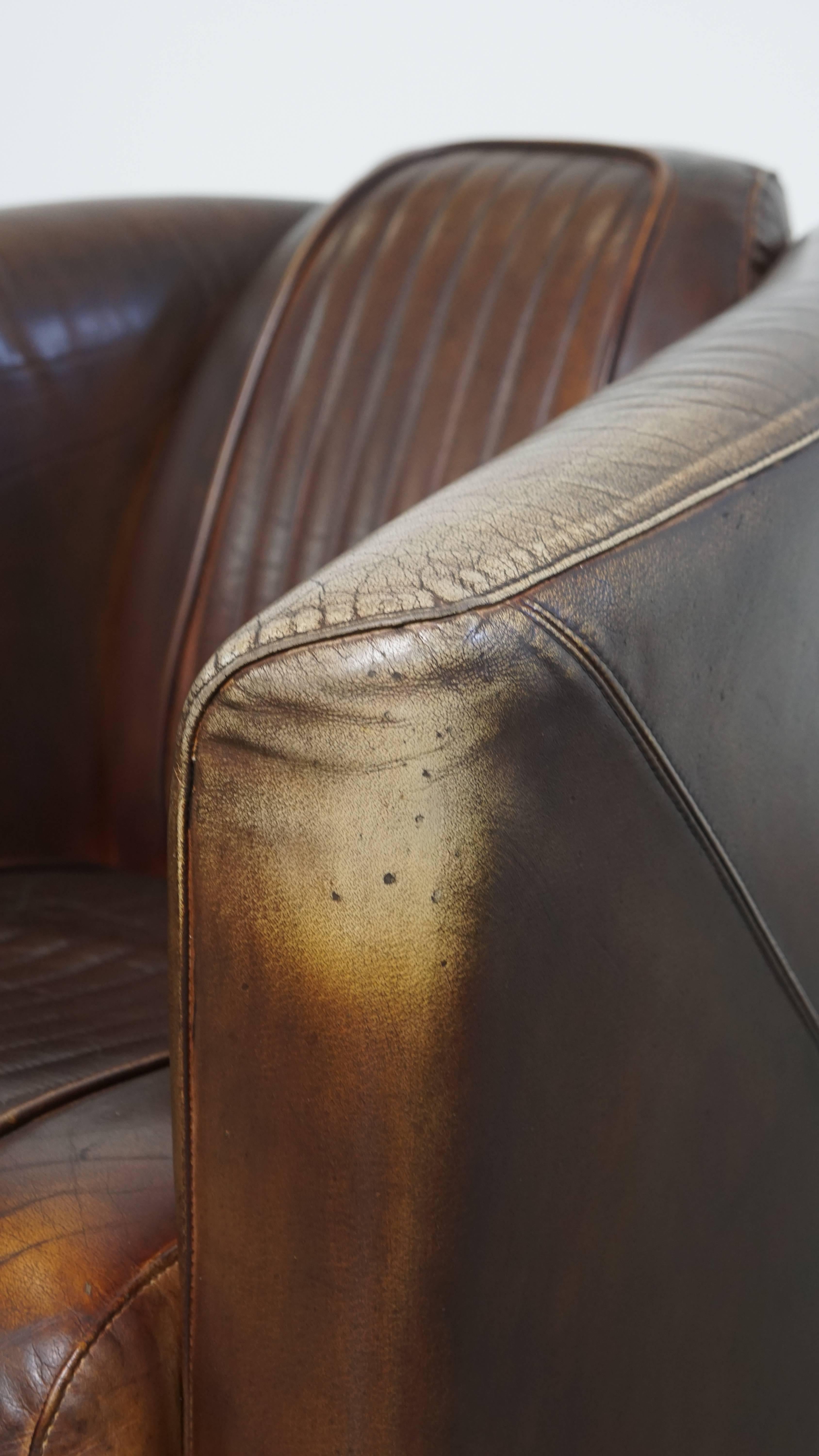 Cowhide leather aviator armchair For Sale 4