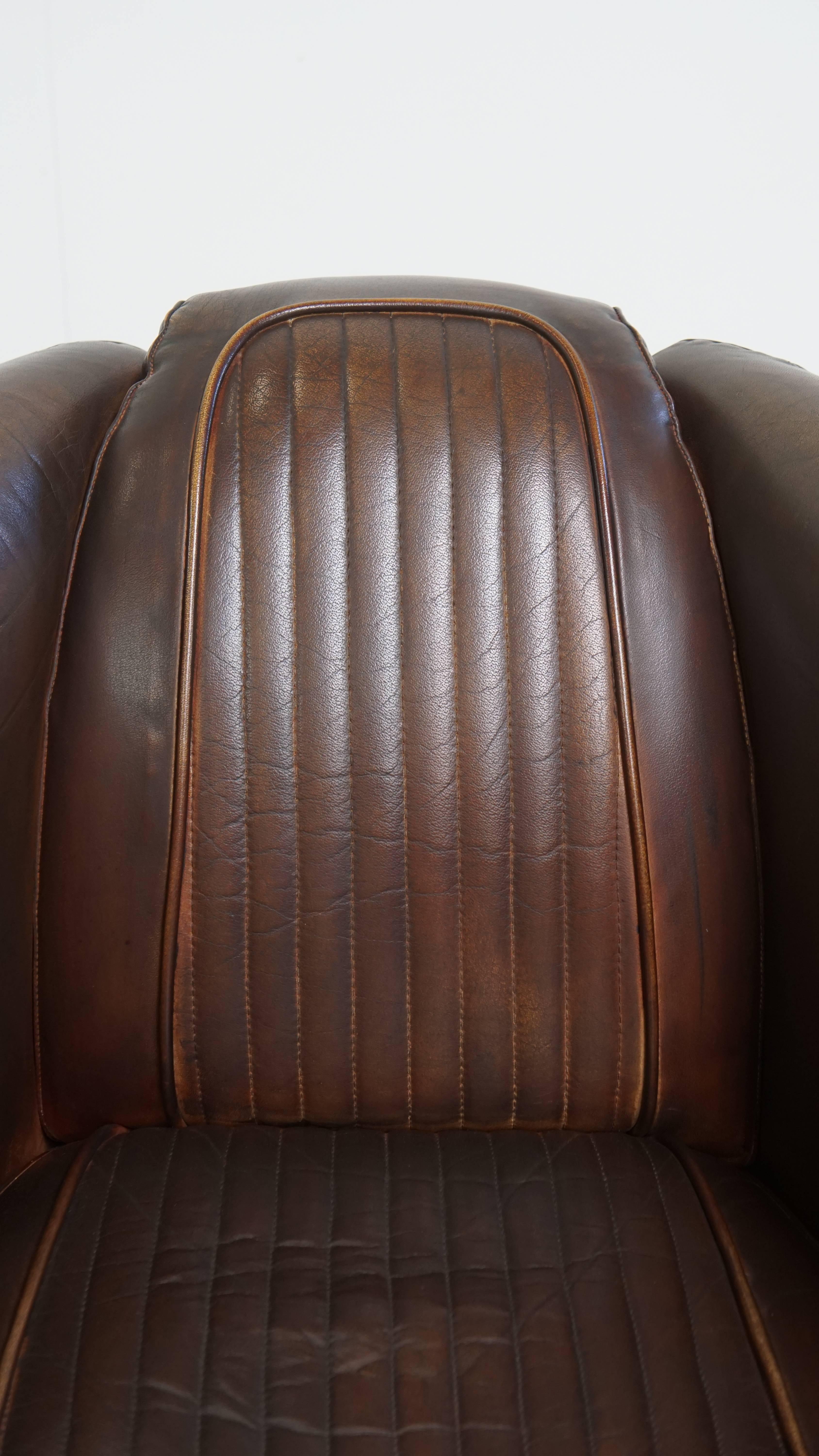 Cowhide leather aviator armchair For Sale 5