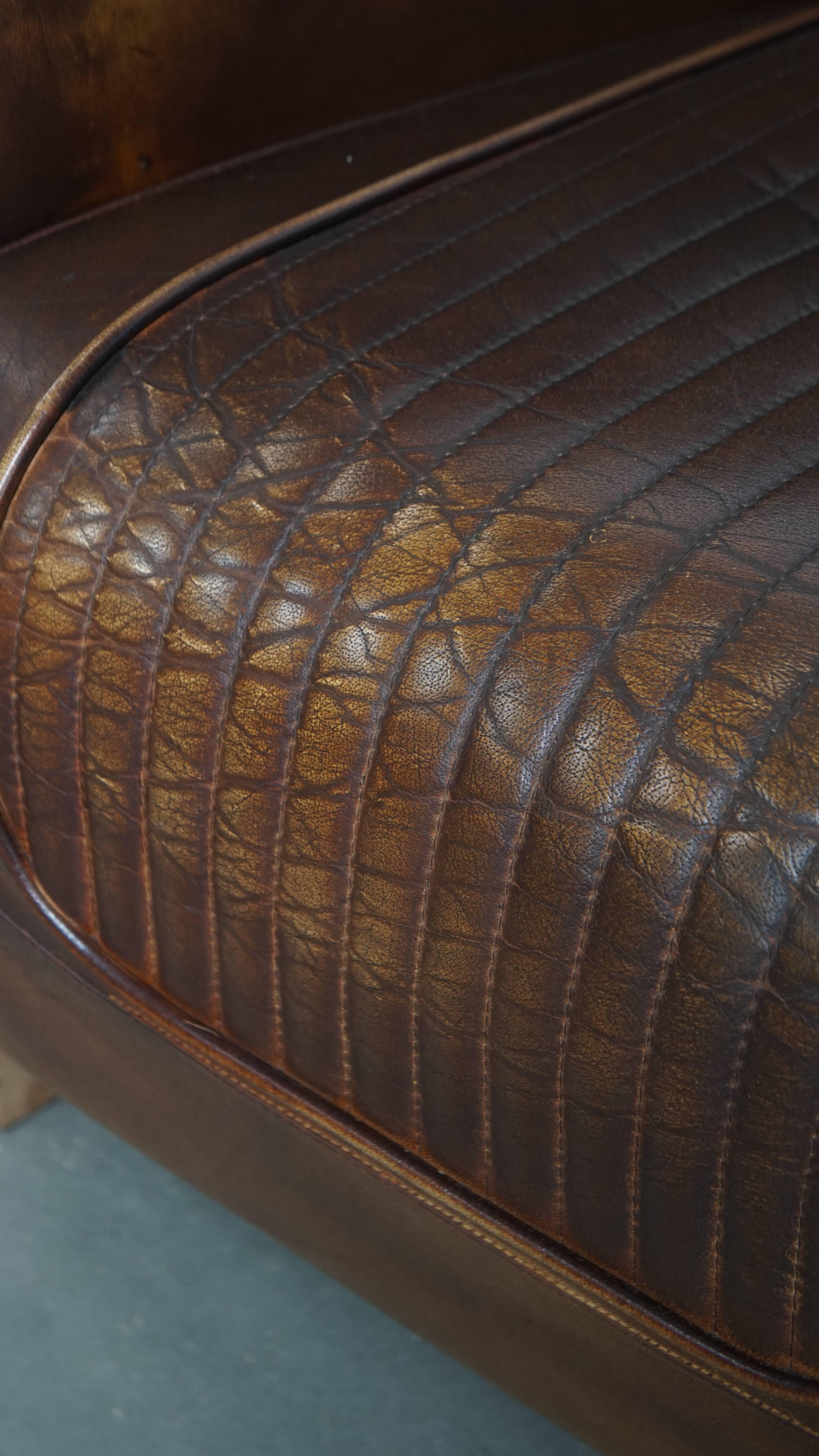 Cowhide leather aviator armchair For Sale 6