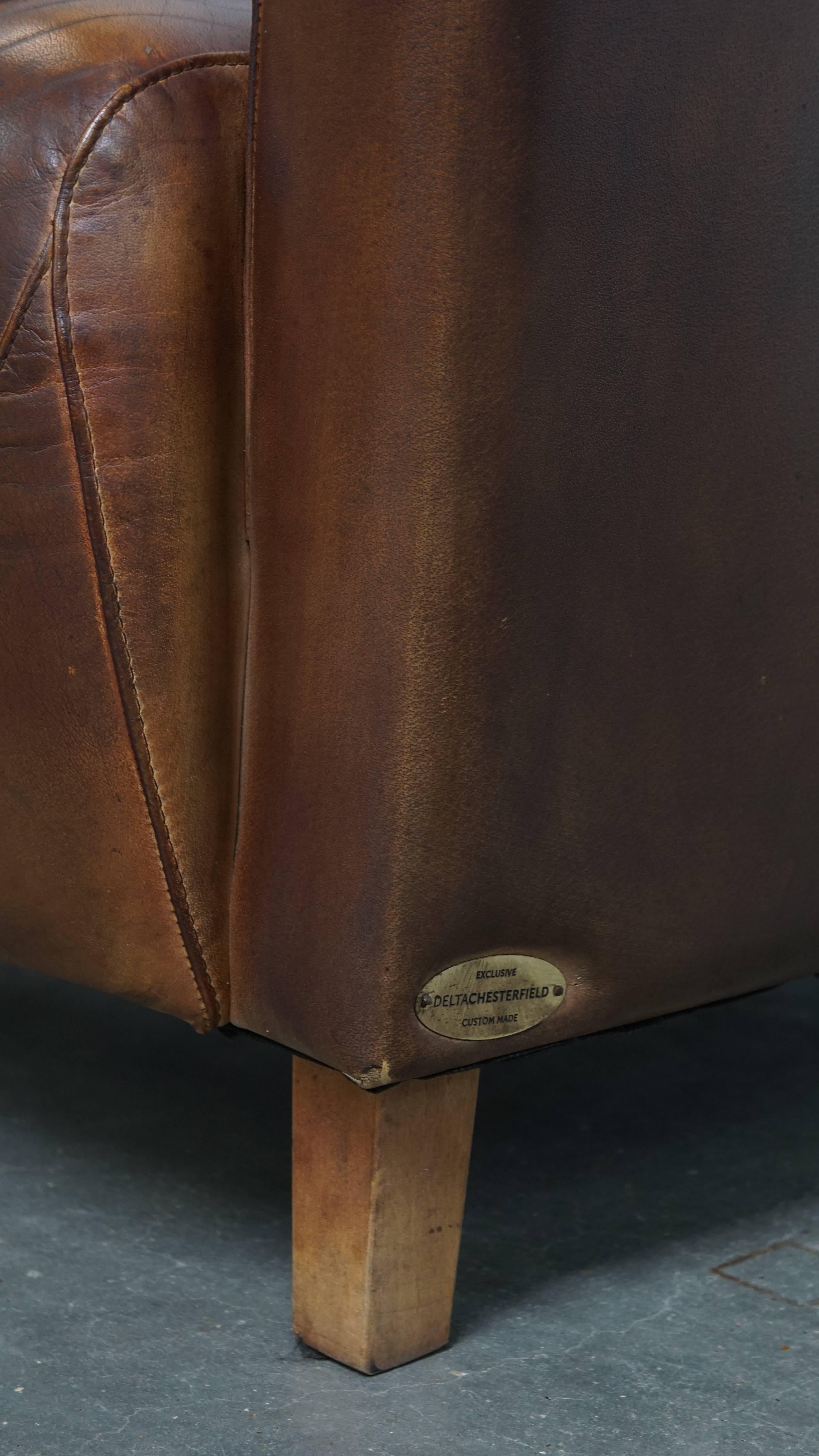 Cowhide leather aviator armchair For Sale 7