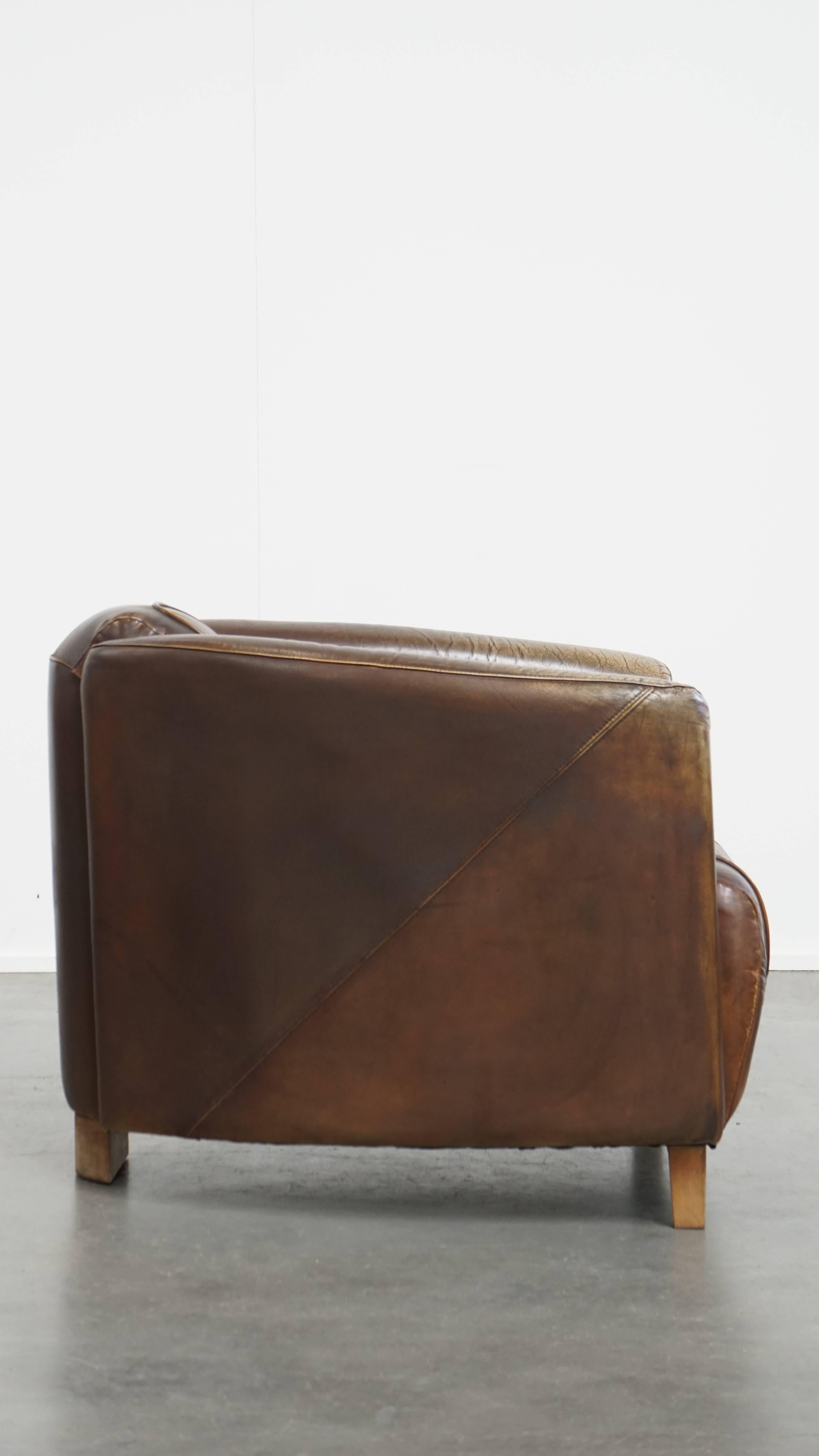 Classical Roman Cowhide leather aviator armchair For Sale