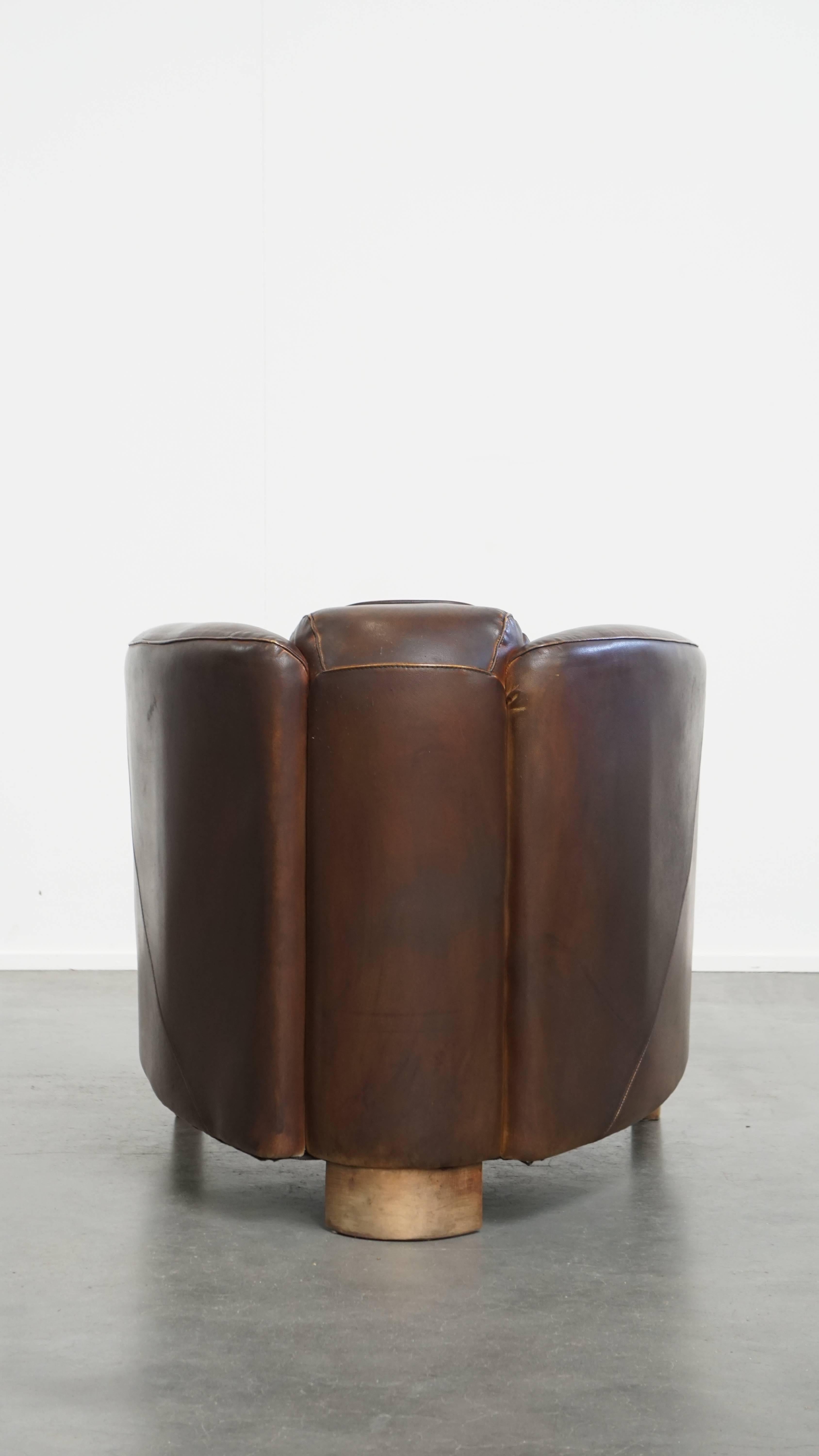 Hand-Crafted Cowhide leather aviator armchair For Sale