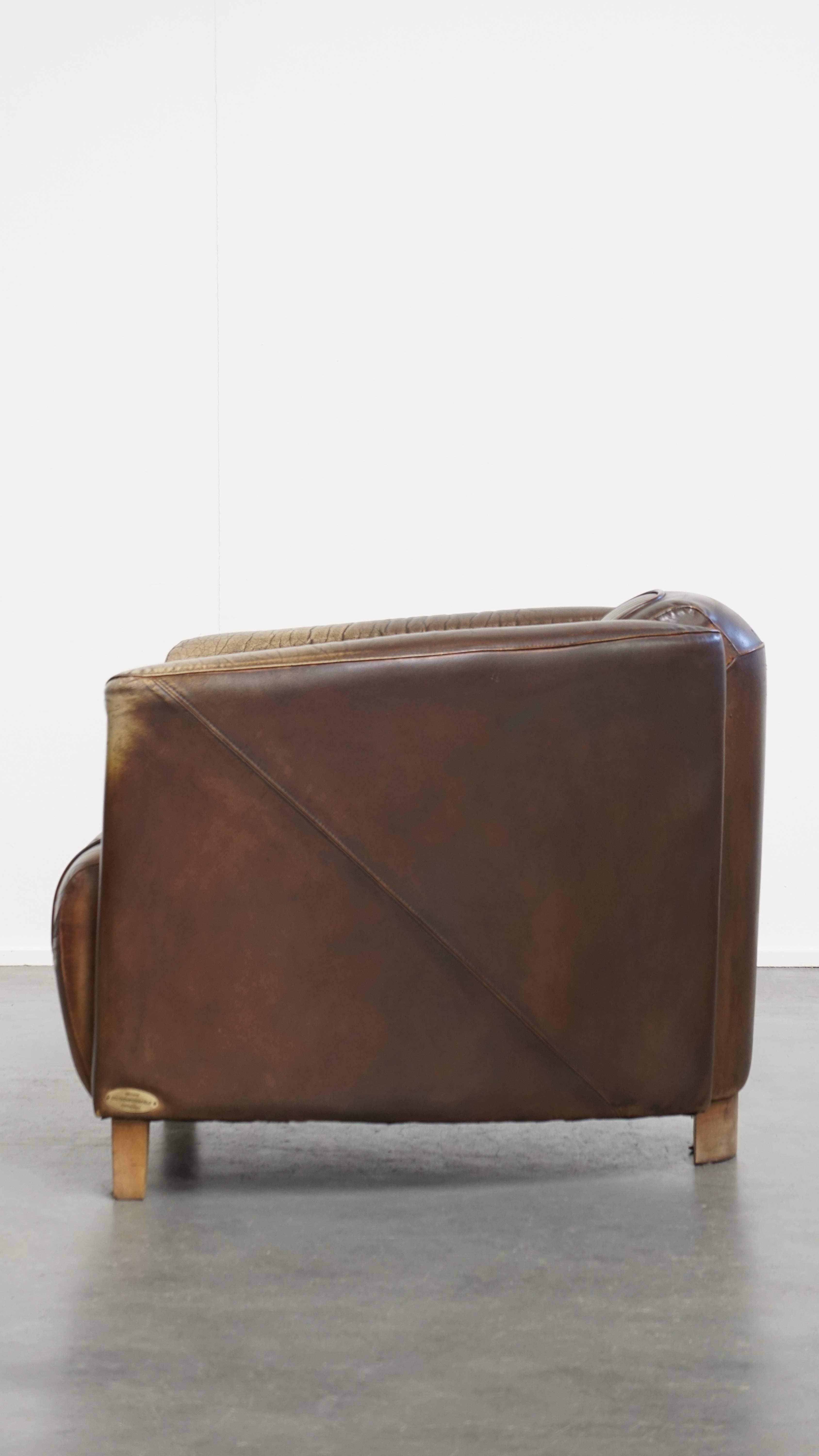 Cowhide leather aviator armchair In Good Condition For Sale In Harderwijk, NL