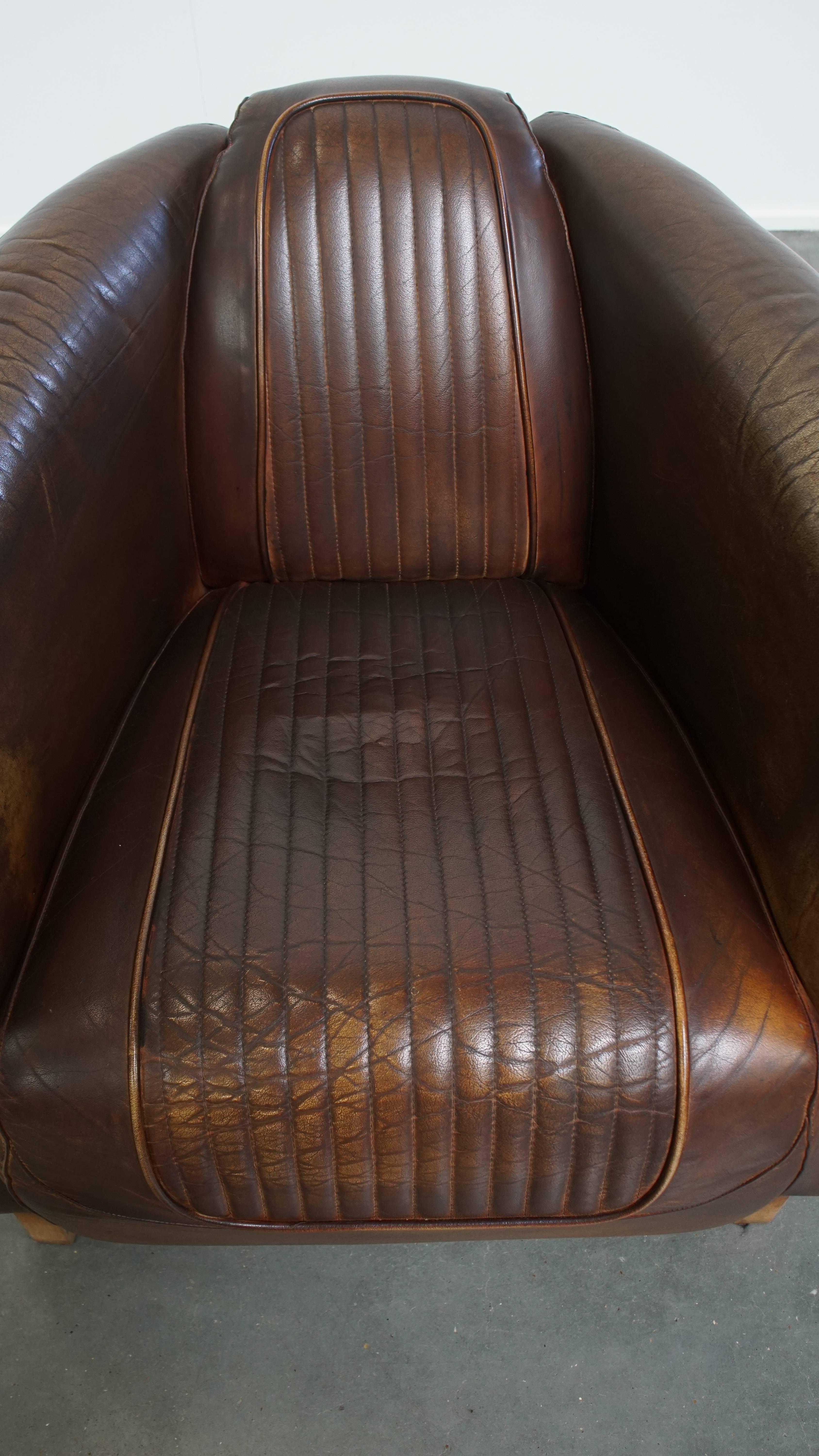Contemporary Cowhide leather aviator armchair For Sale