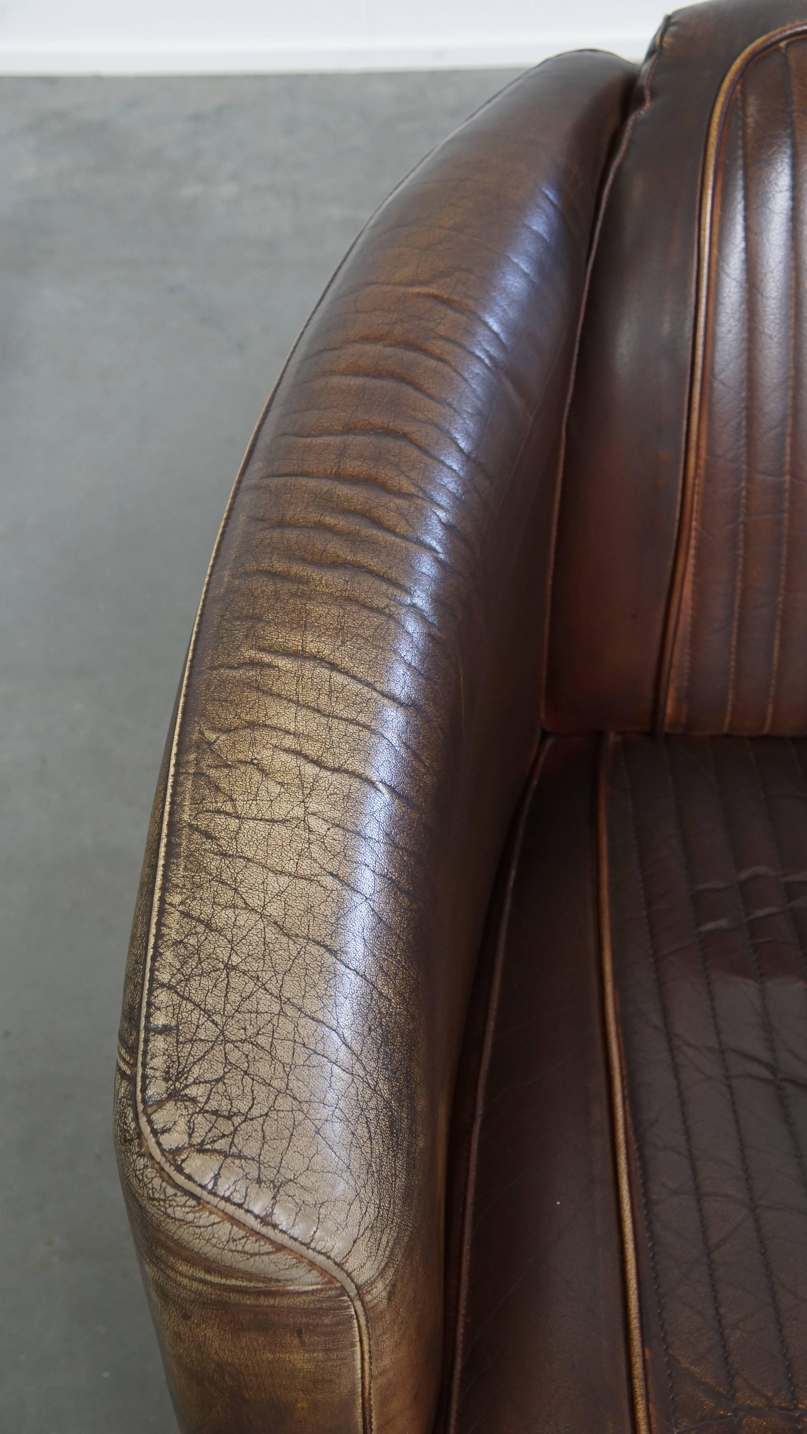 Cowhide leather aviator armchair For Sale 1