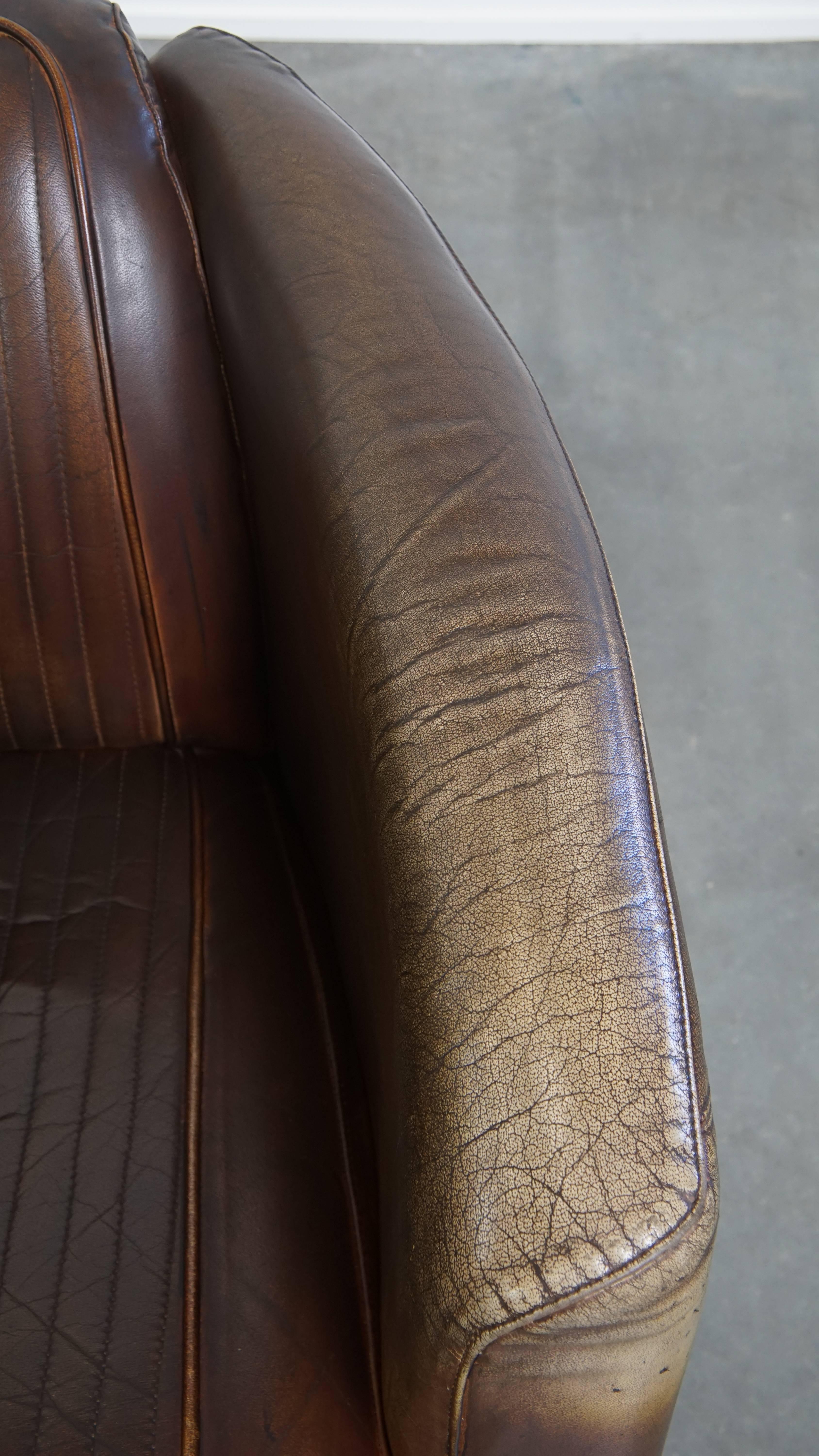 Cowhide leather aviator armchair For Sale 2