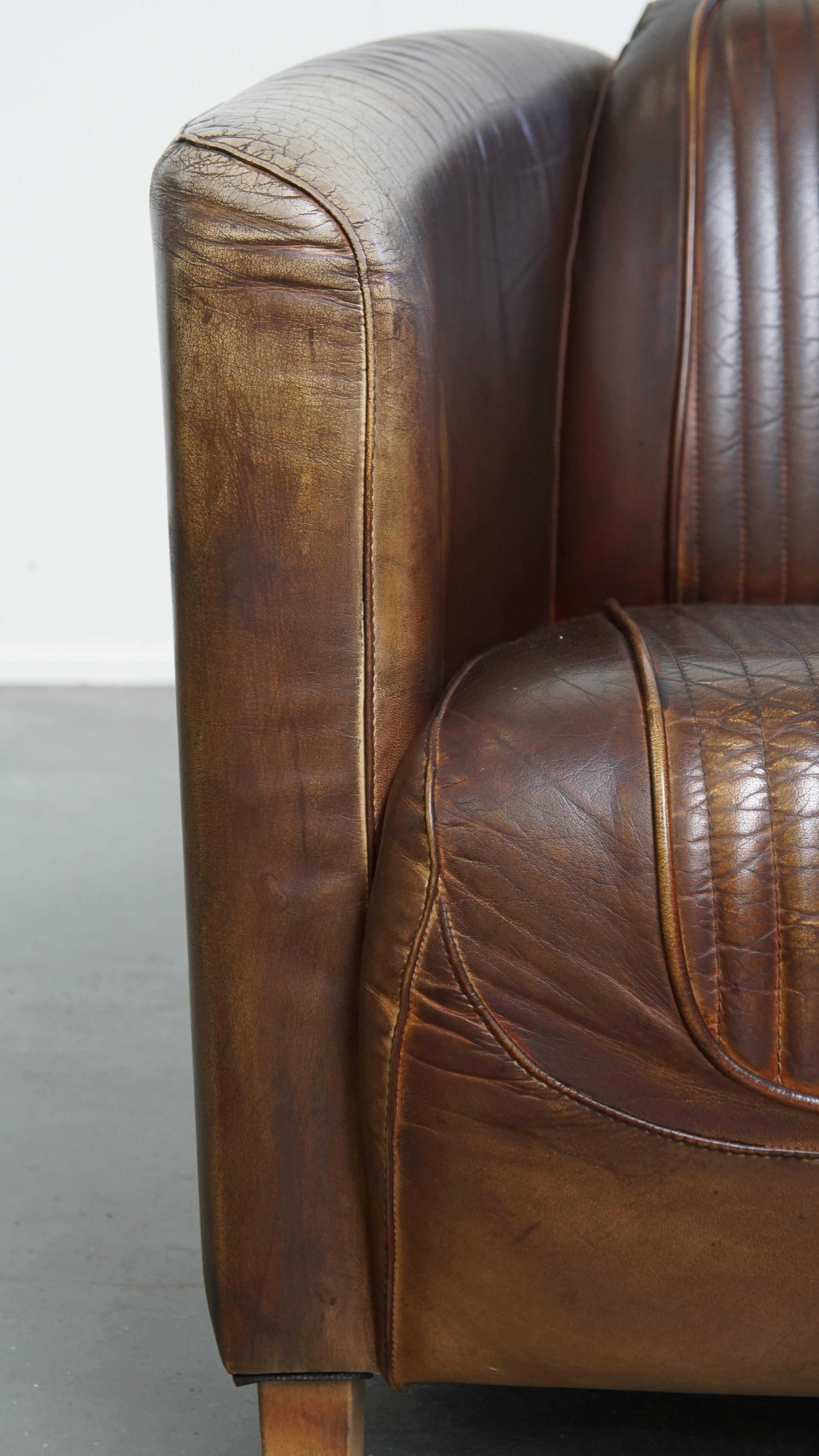 Cowhide leather aviator armchair For Sale 3