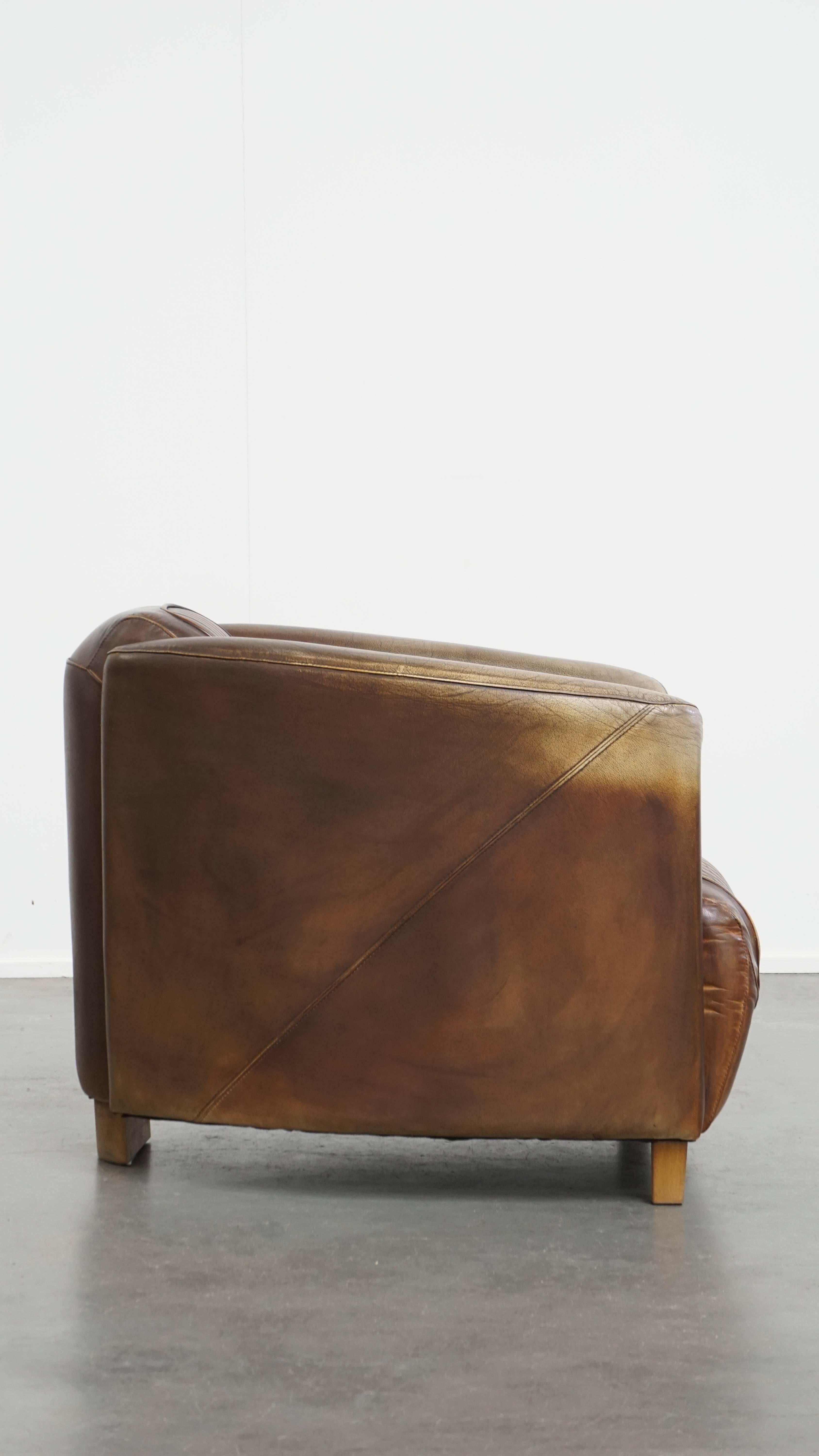 Romano classico Poltrona Chesterfield Aviator in pelle di vacchetta in vendita