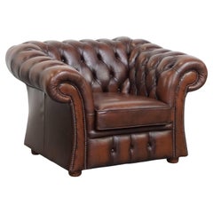 Sillón Chesterfield de cuero de vaca estilo inglés