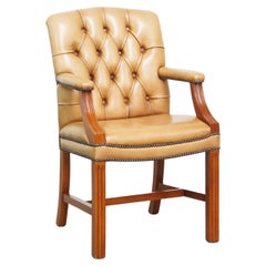 Cowhide Leather Chesterfield Dining / Side Chair in English Style