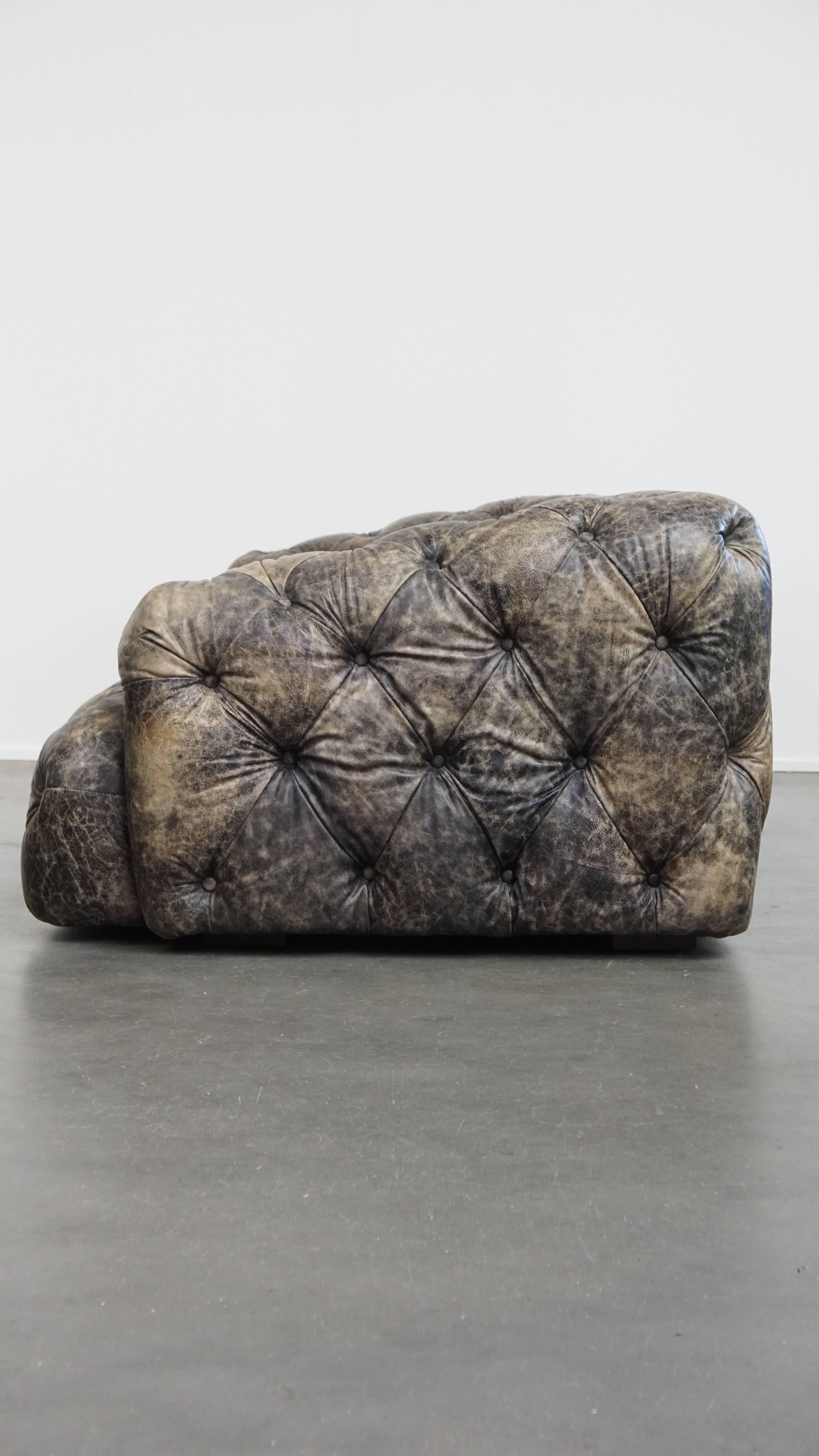 Divano Chesterfield in pelle di vacchetta In condizioni buone in vendita a Harderwijk, NL