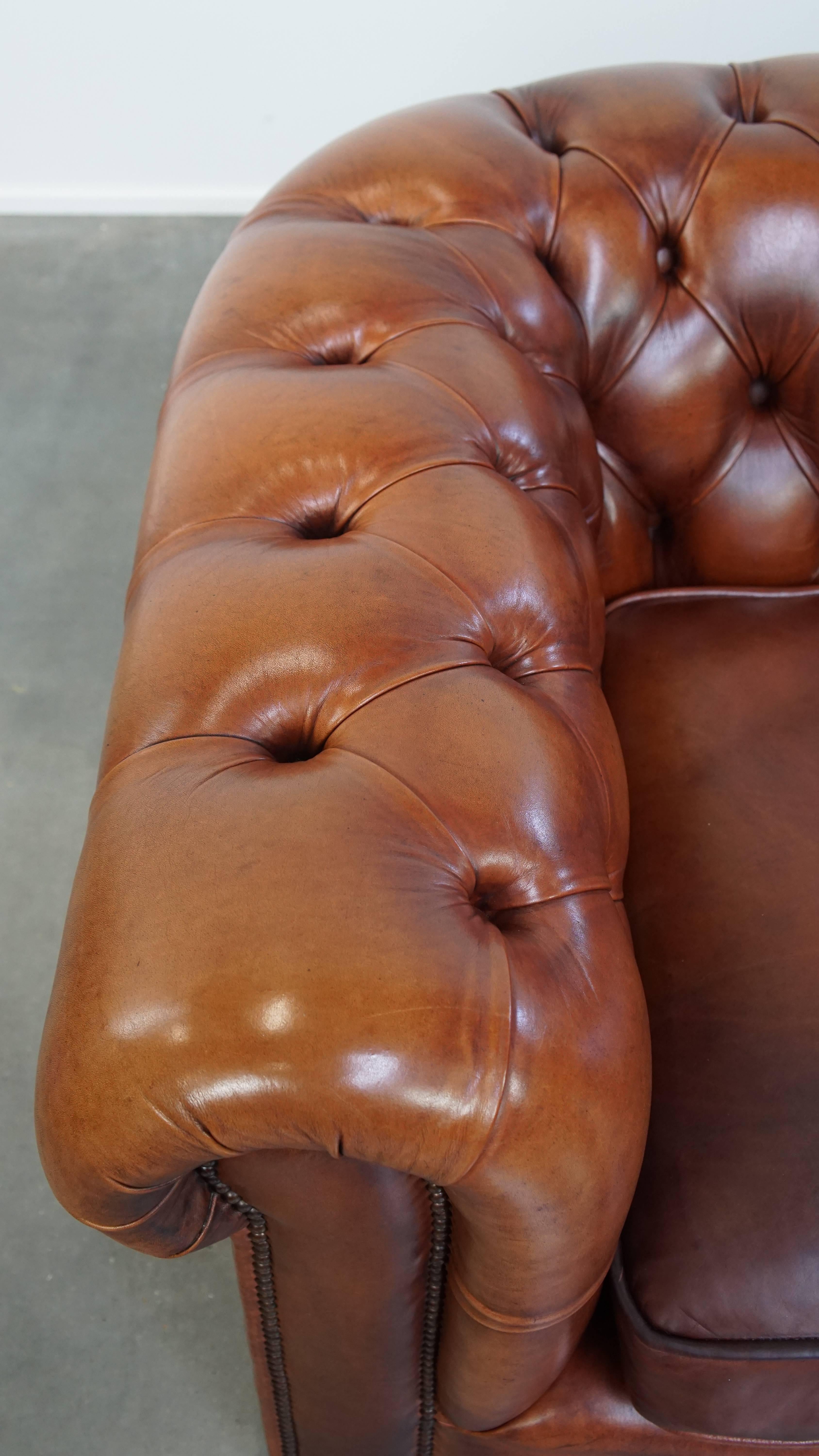 Chesterfield-Sofa aus Rindsleder im englischen Stil mit Rindsleder im Angebot 2