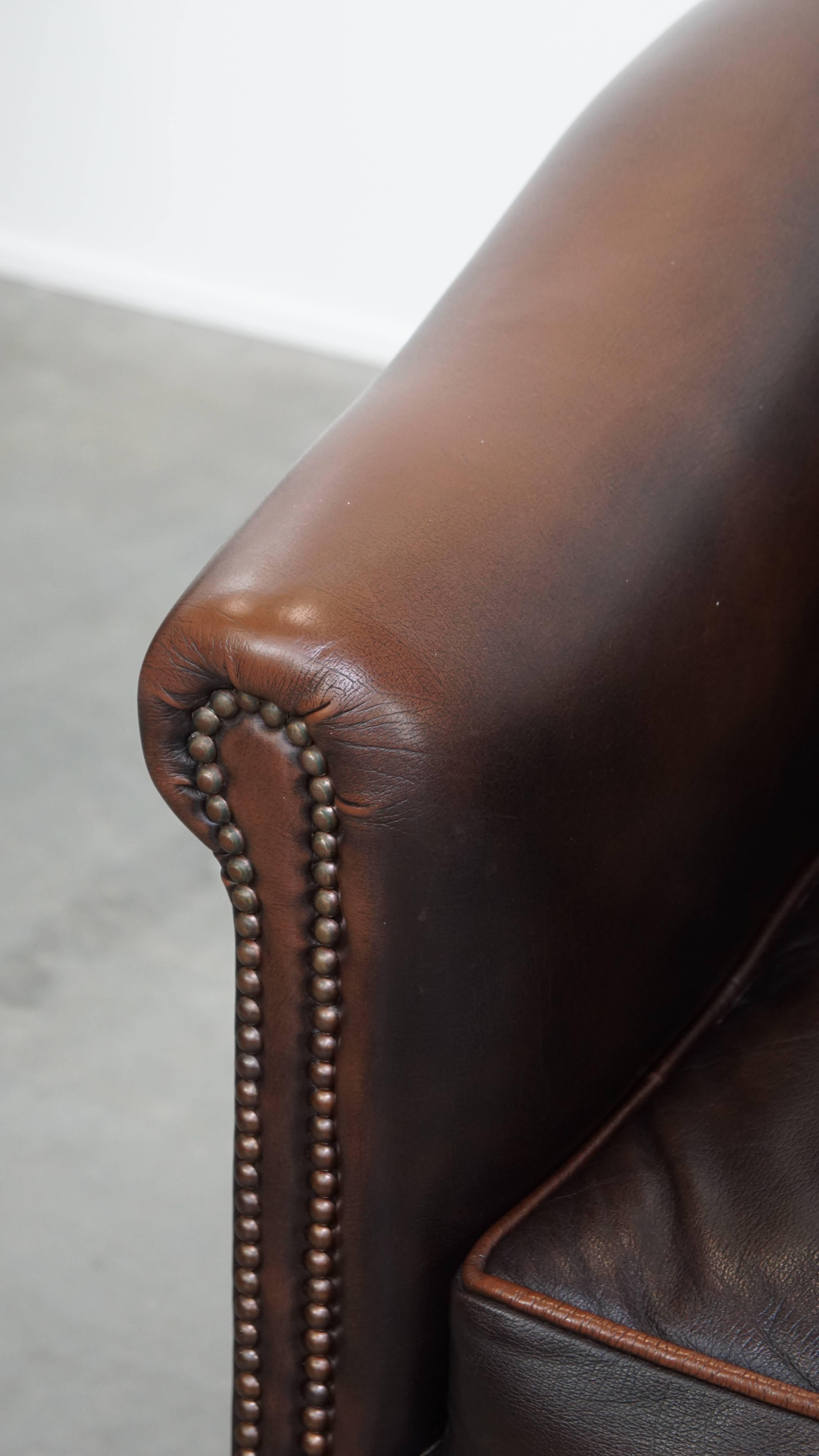 Fauteuil club en cuir de vachette de style anglais en vente 3