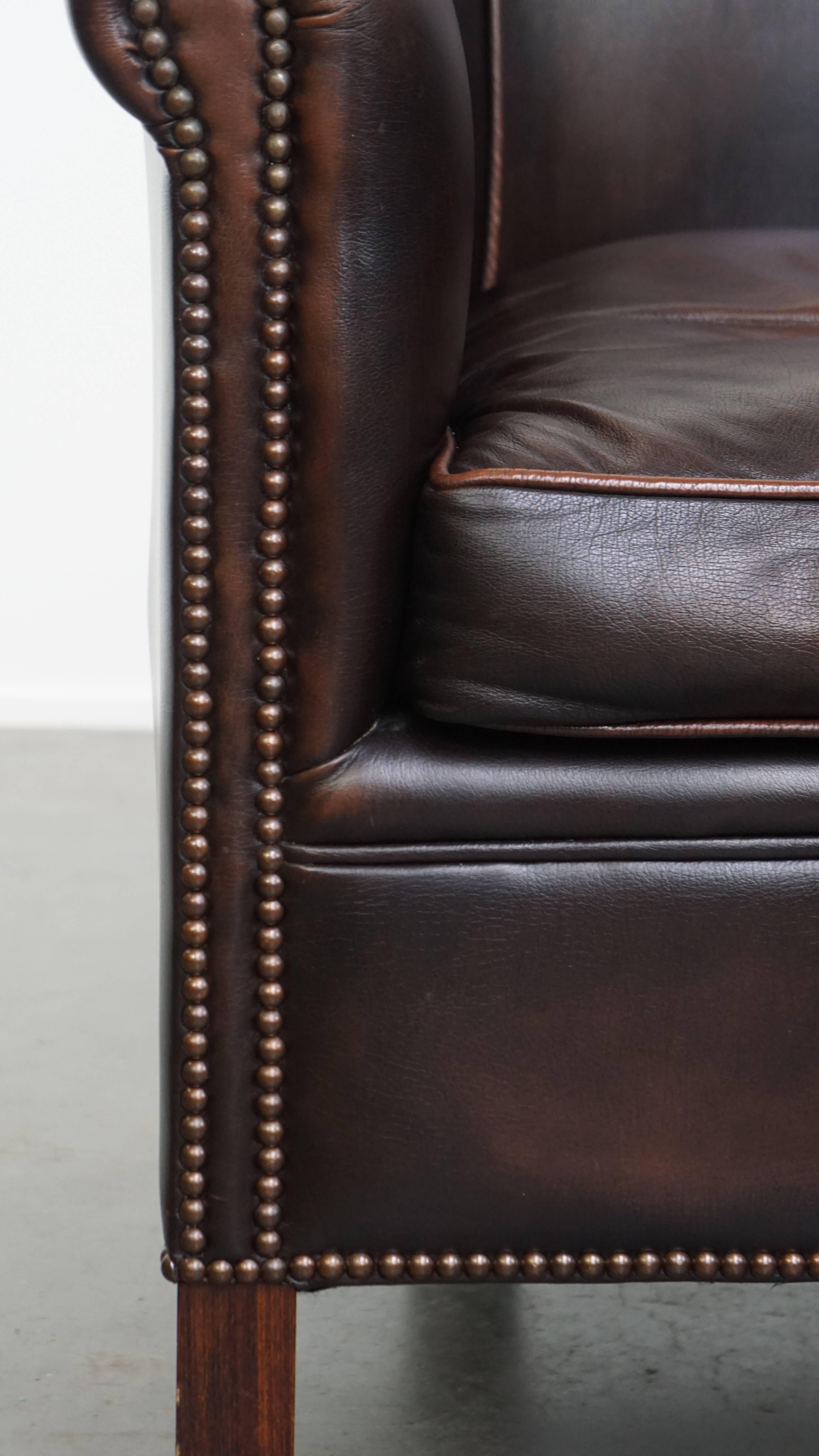 Fauteuil club en cuir de vachette de style anglais en vente 4